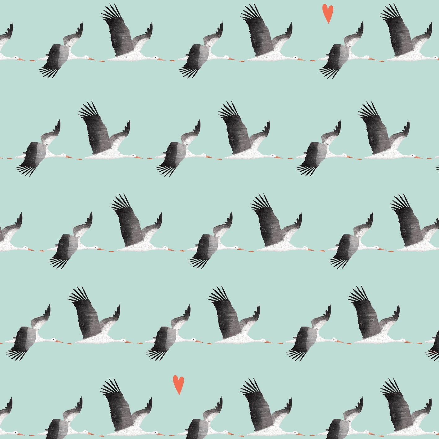 WP92 blue stork wrapping paper