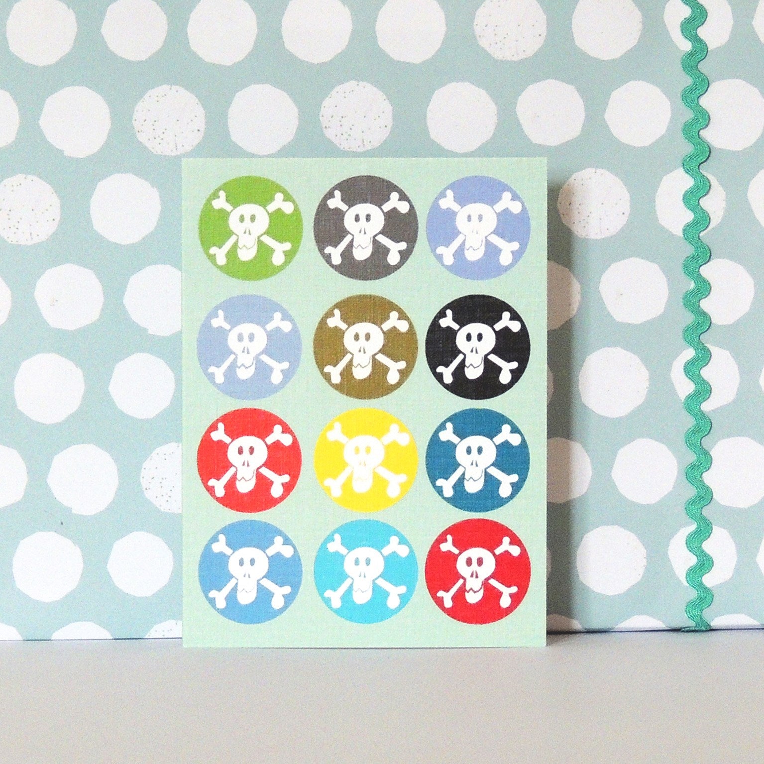 mini skulls greetings card