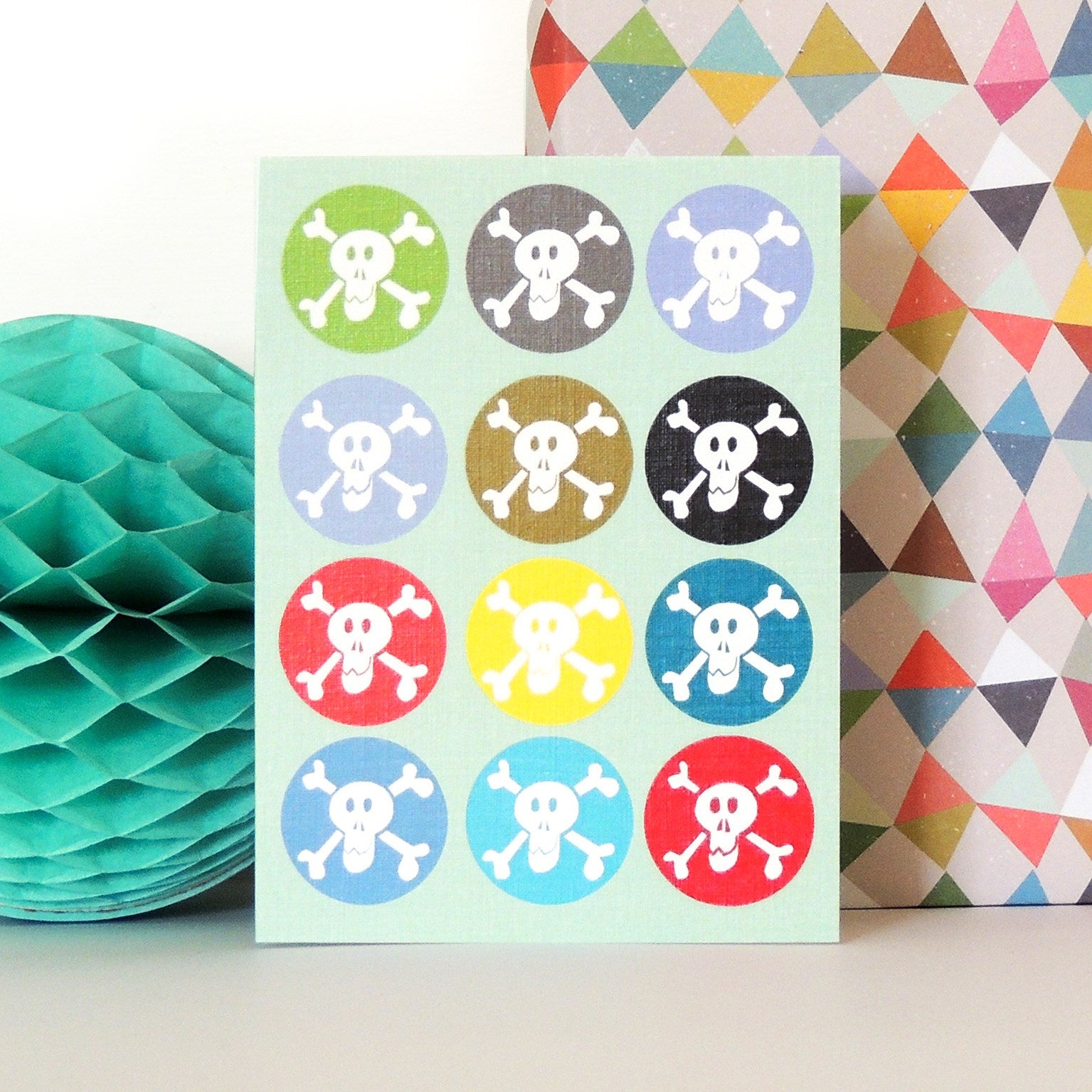 mini skulls greetings card