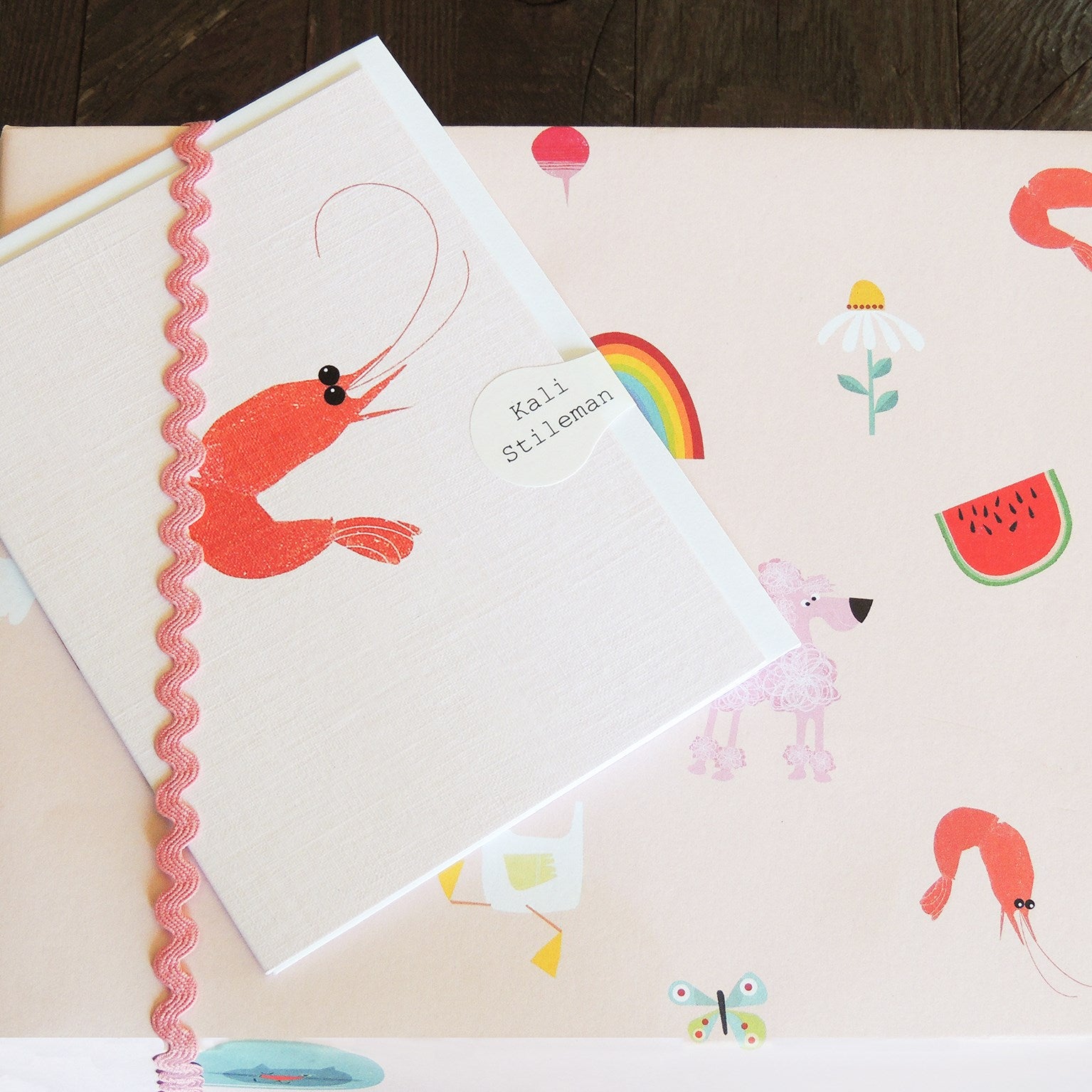 mini prawn greetings card