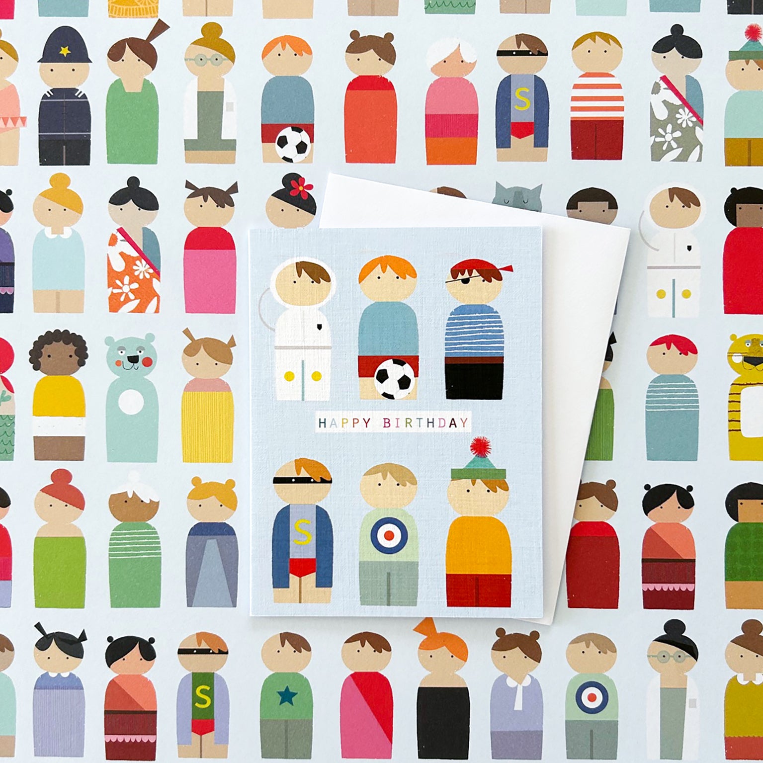 WP103 peg people wrapping paper