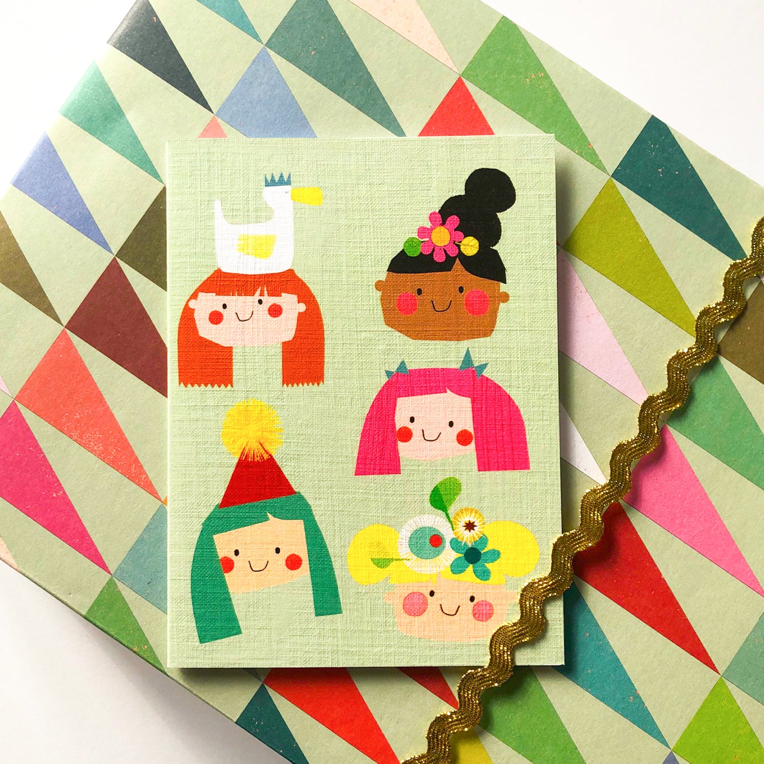 WTW119 mini faces greetings card