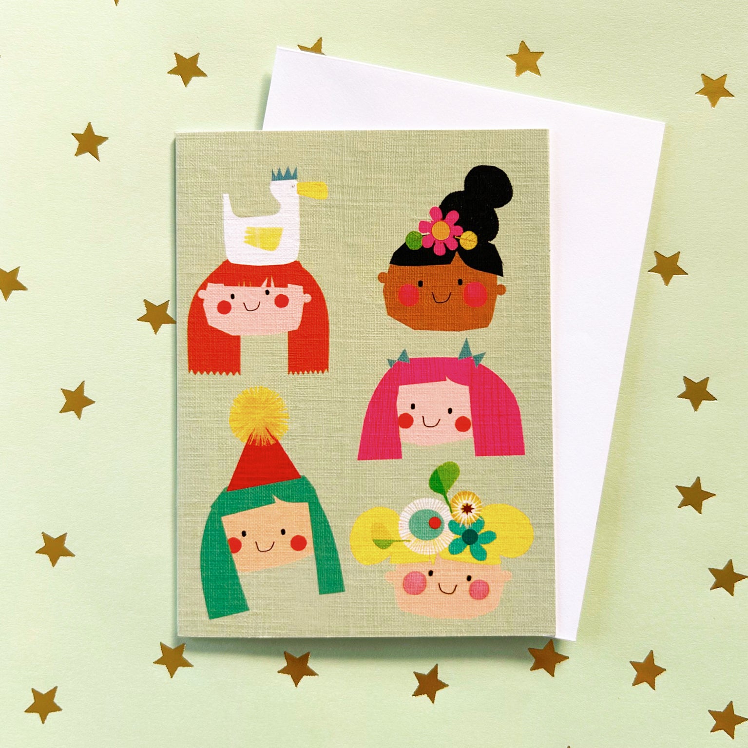 WTW119 mini faces greetings card