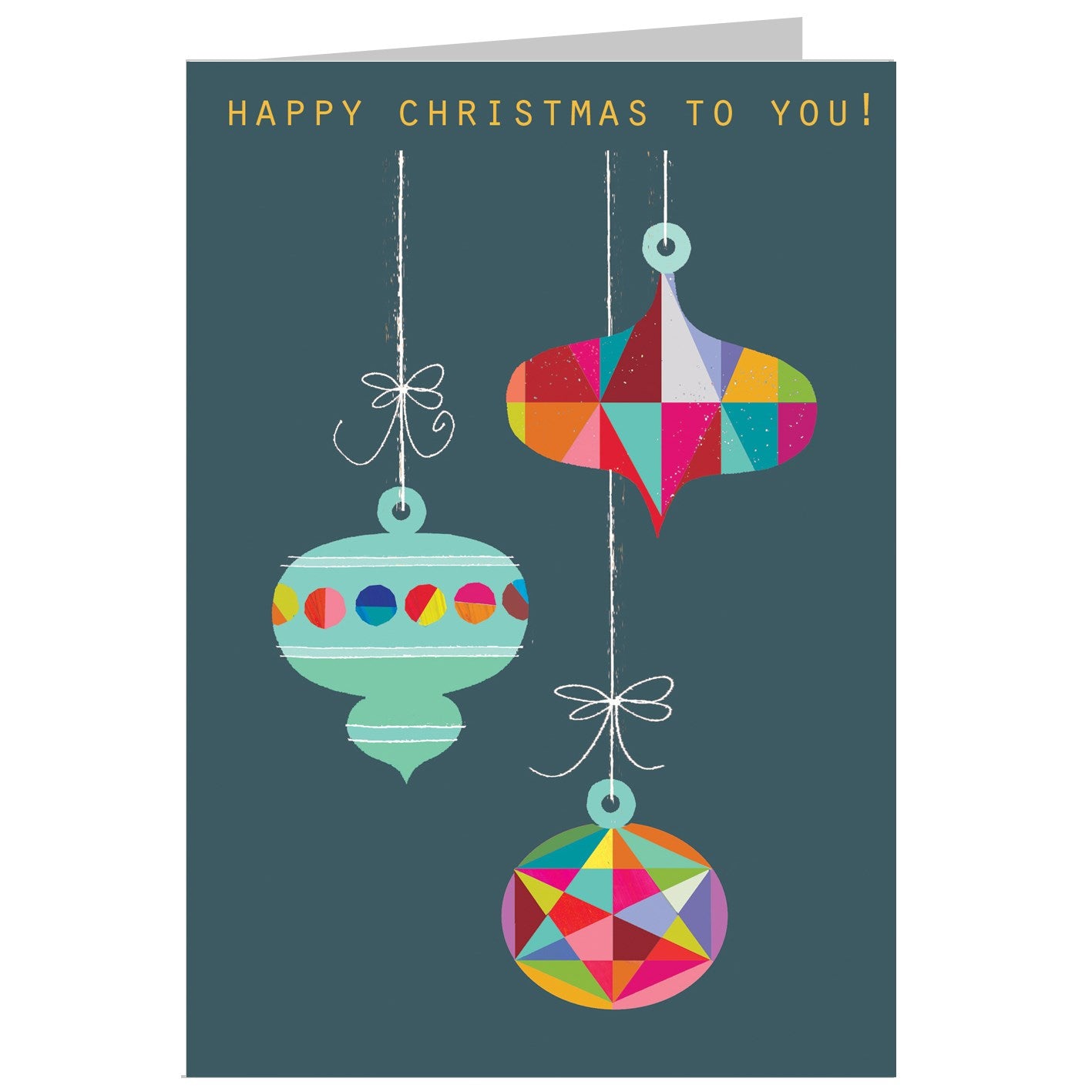 XM05 Christmas baubles greetings card