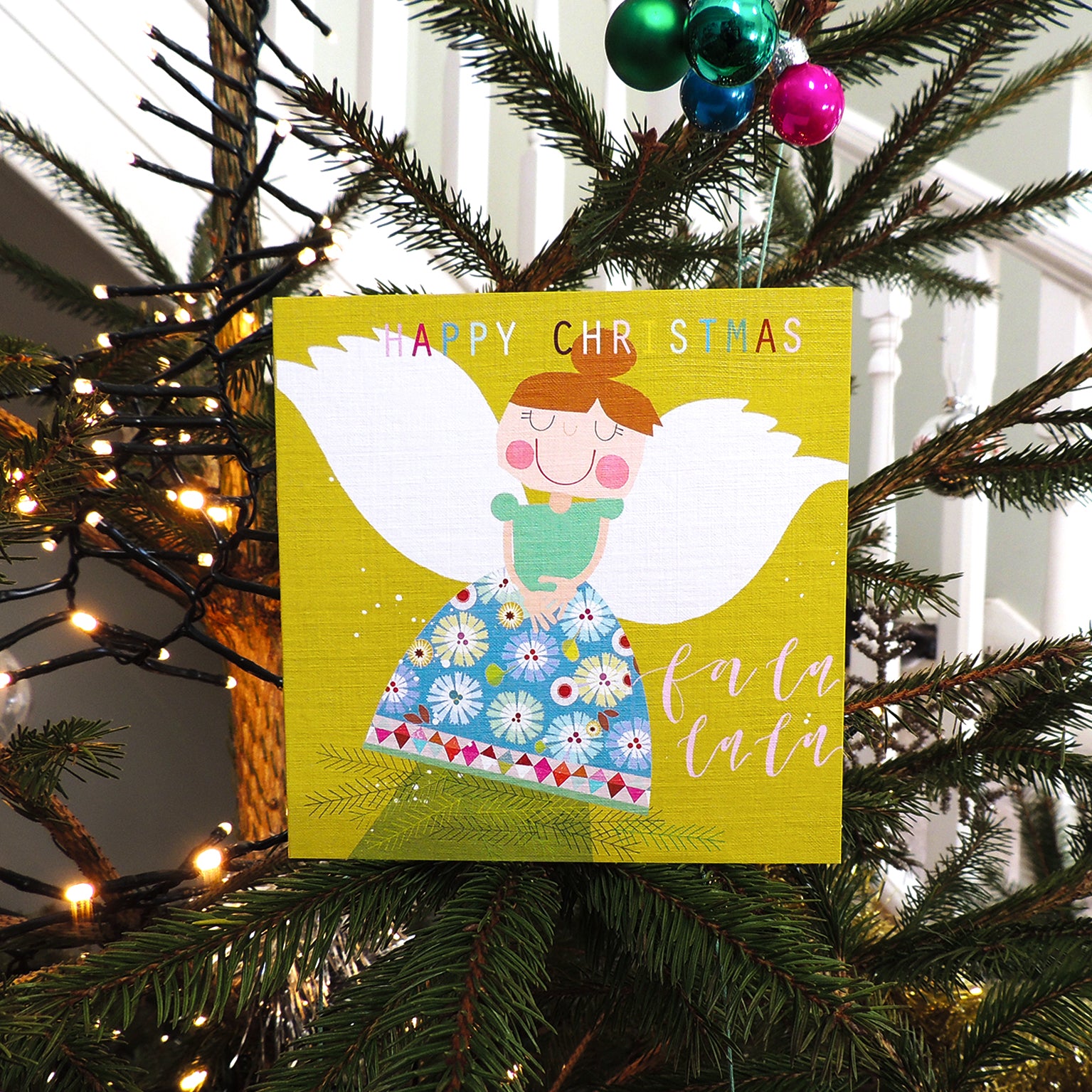 XX07 tree top angel Christmas card