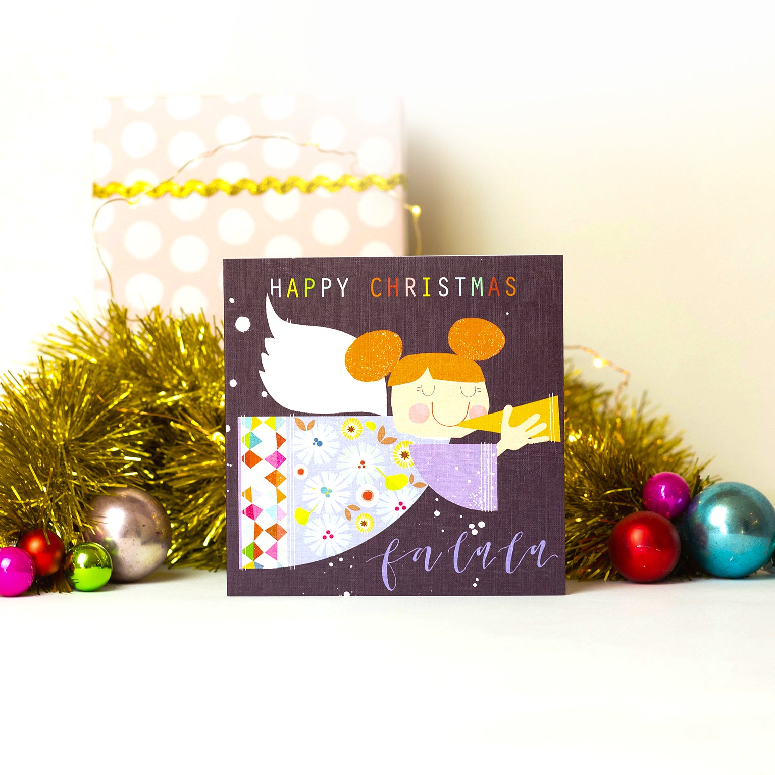 XX09 trumpeting angel Christmas card