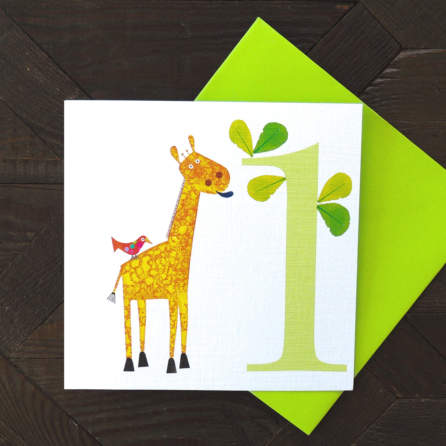 Z1 one giraffe 1st birthday card