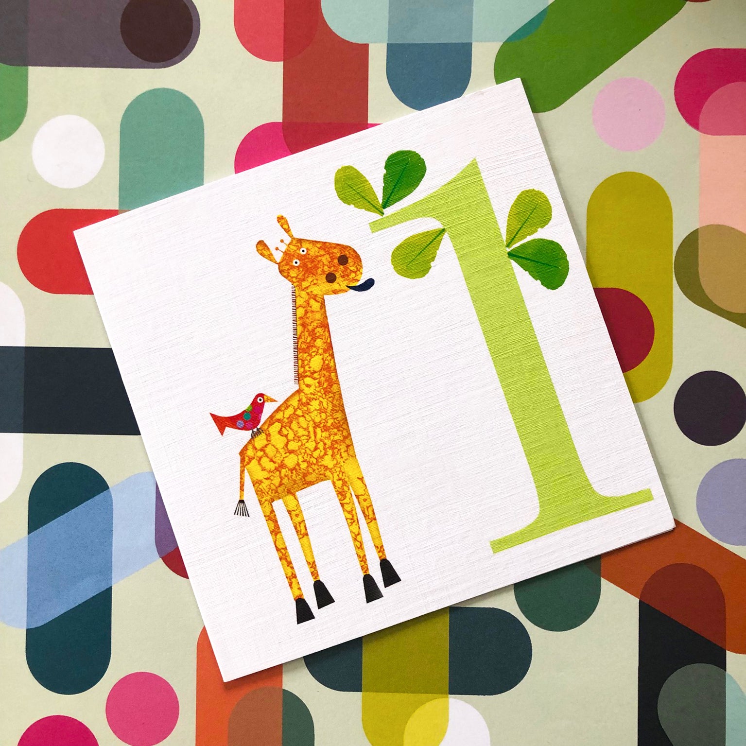 Z1 one giraffe 1st birthday card