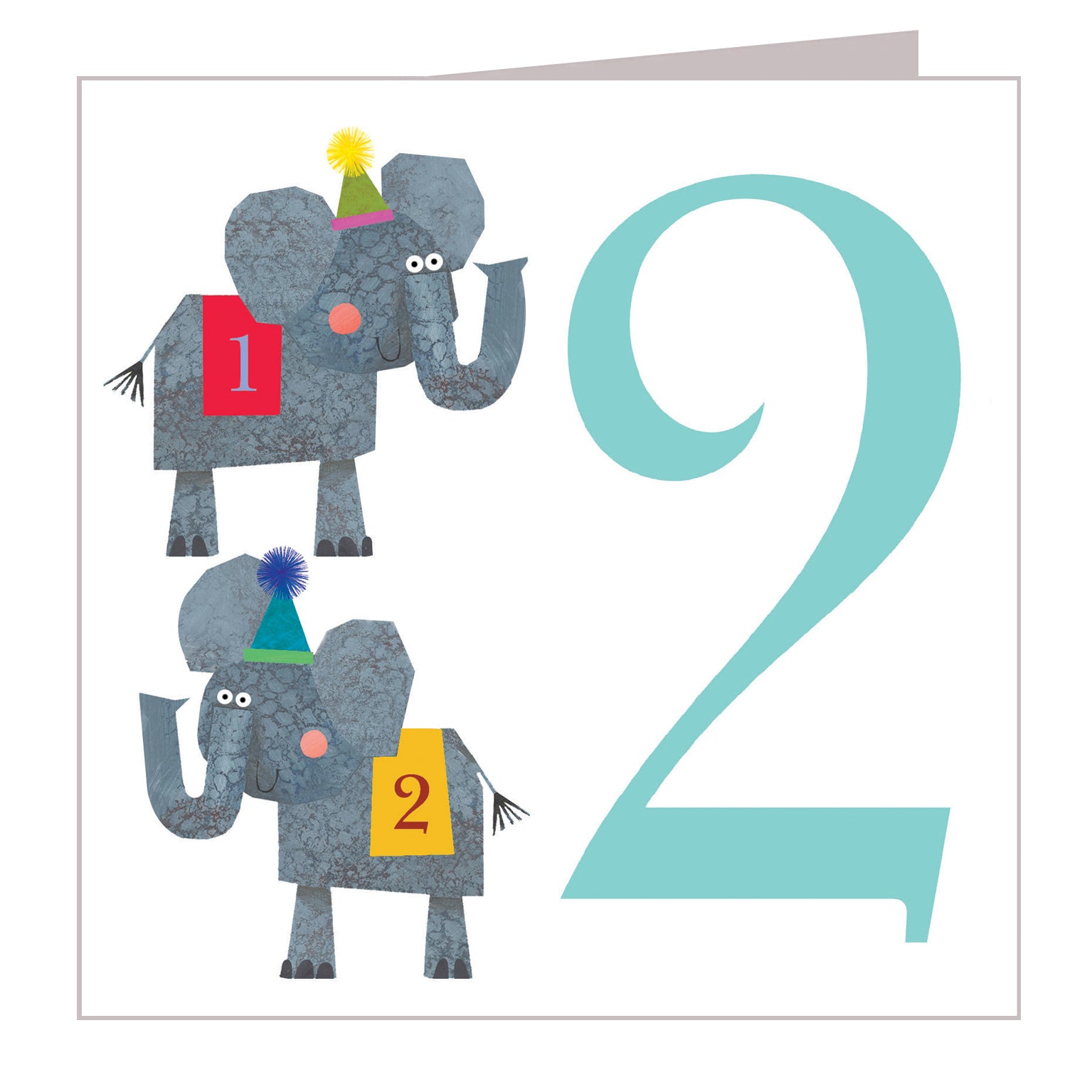 Z2 two elephants 2nd birthday card