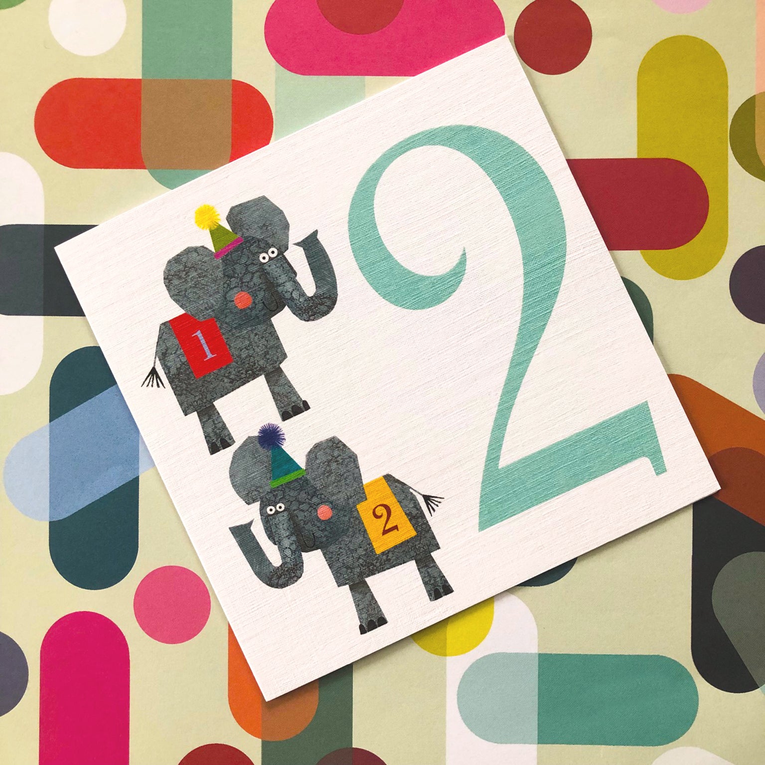 Z2 two elephants 2nd birthday card