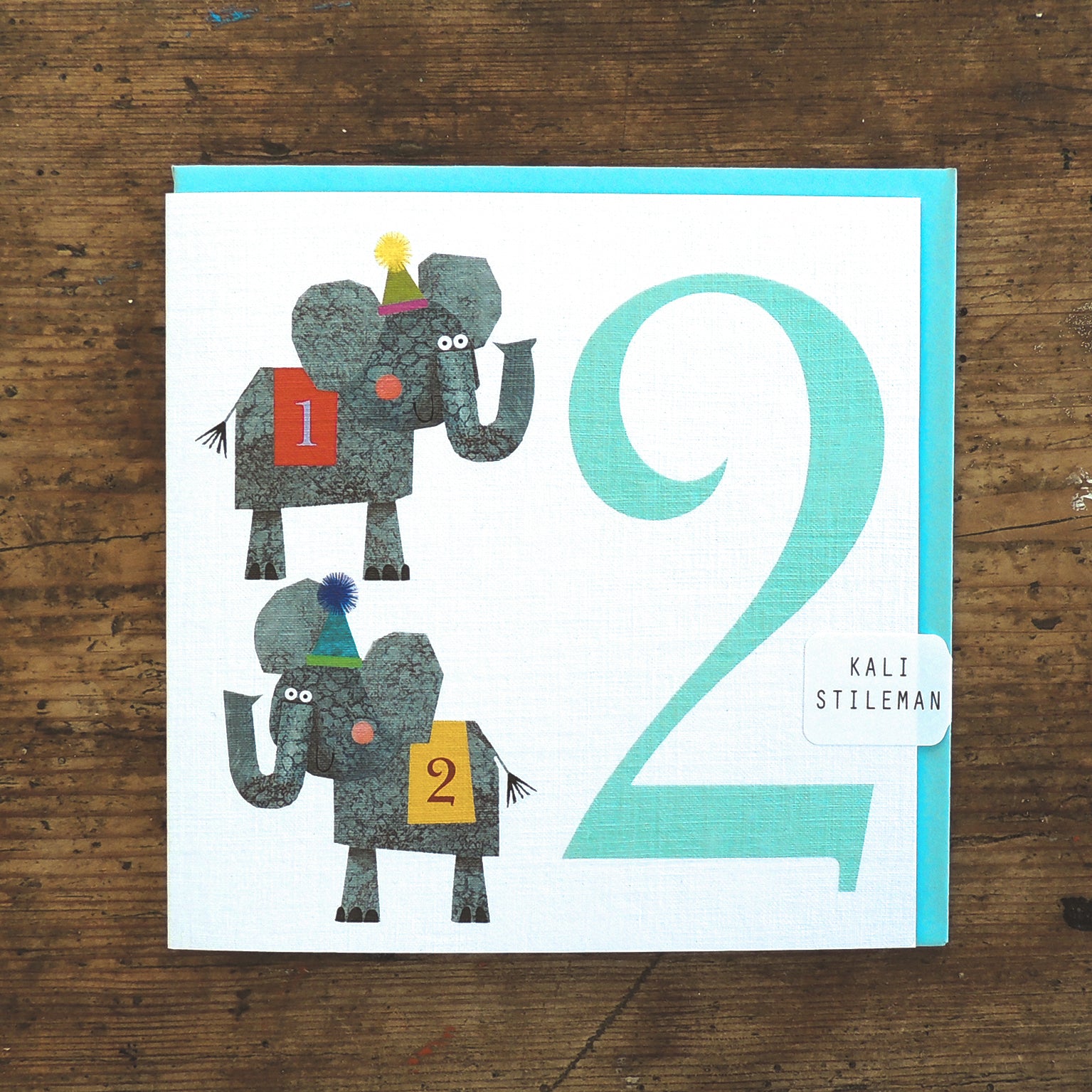 Z2 two elephants 2nd birthday card