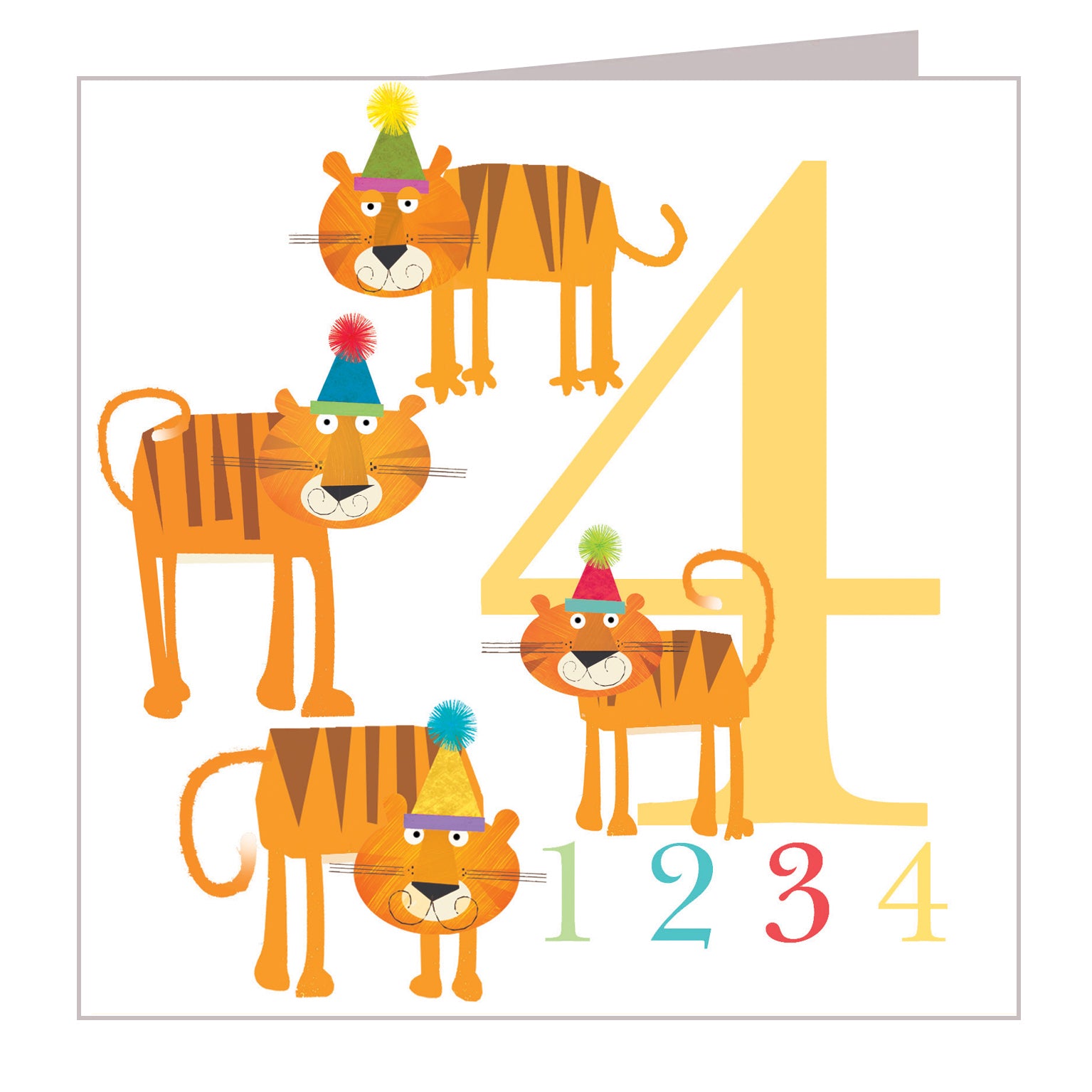 Z4 four tigers 4th birthday card