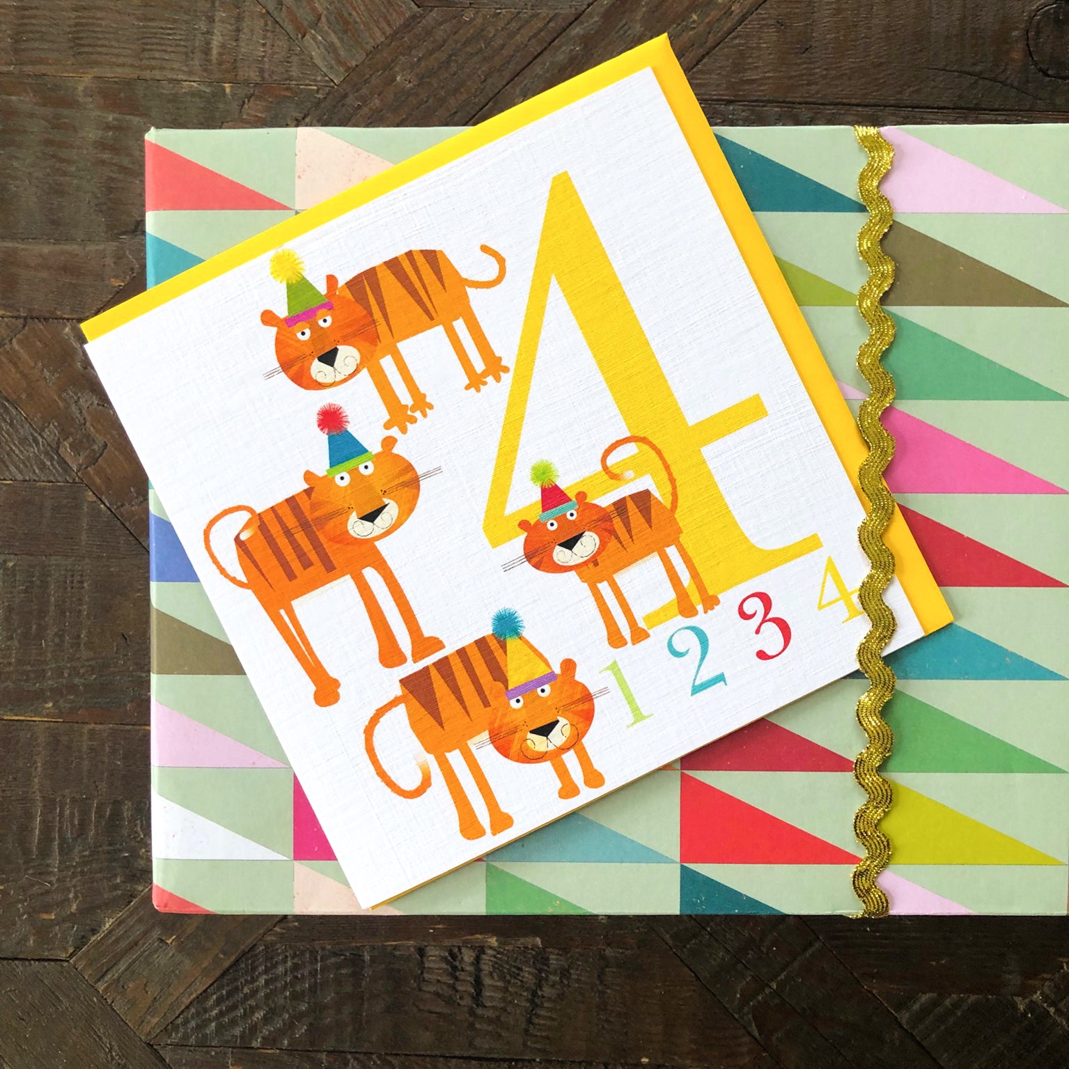 Z4 four tigers 4th birthday card