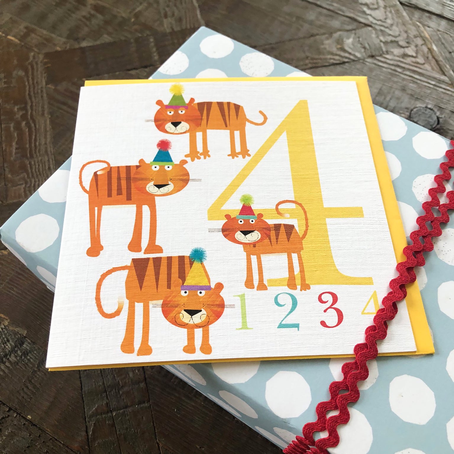 Z4 four tigers 4th birthday card