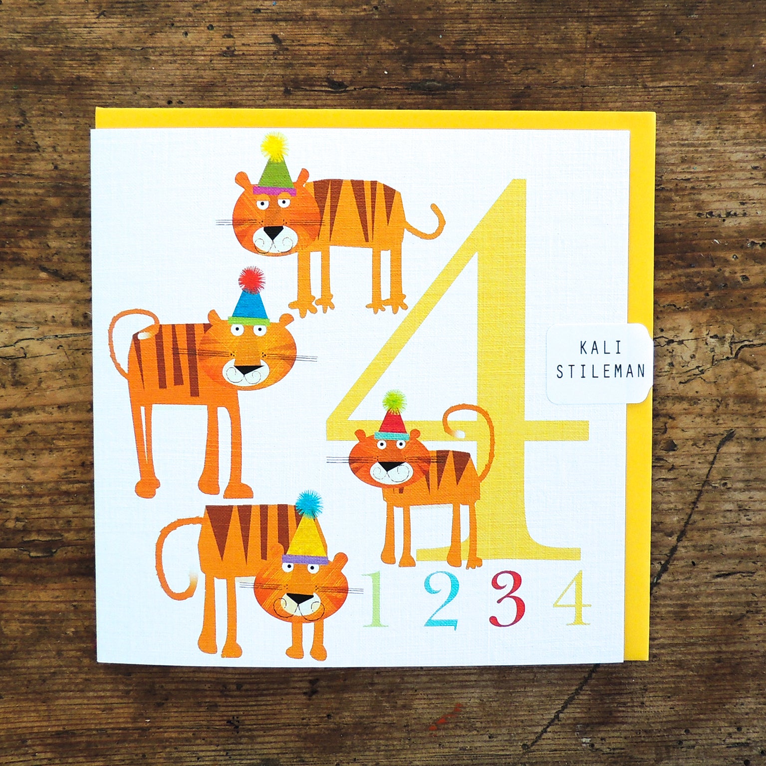 Z4 four tigers 4th birthday card