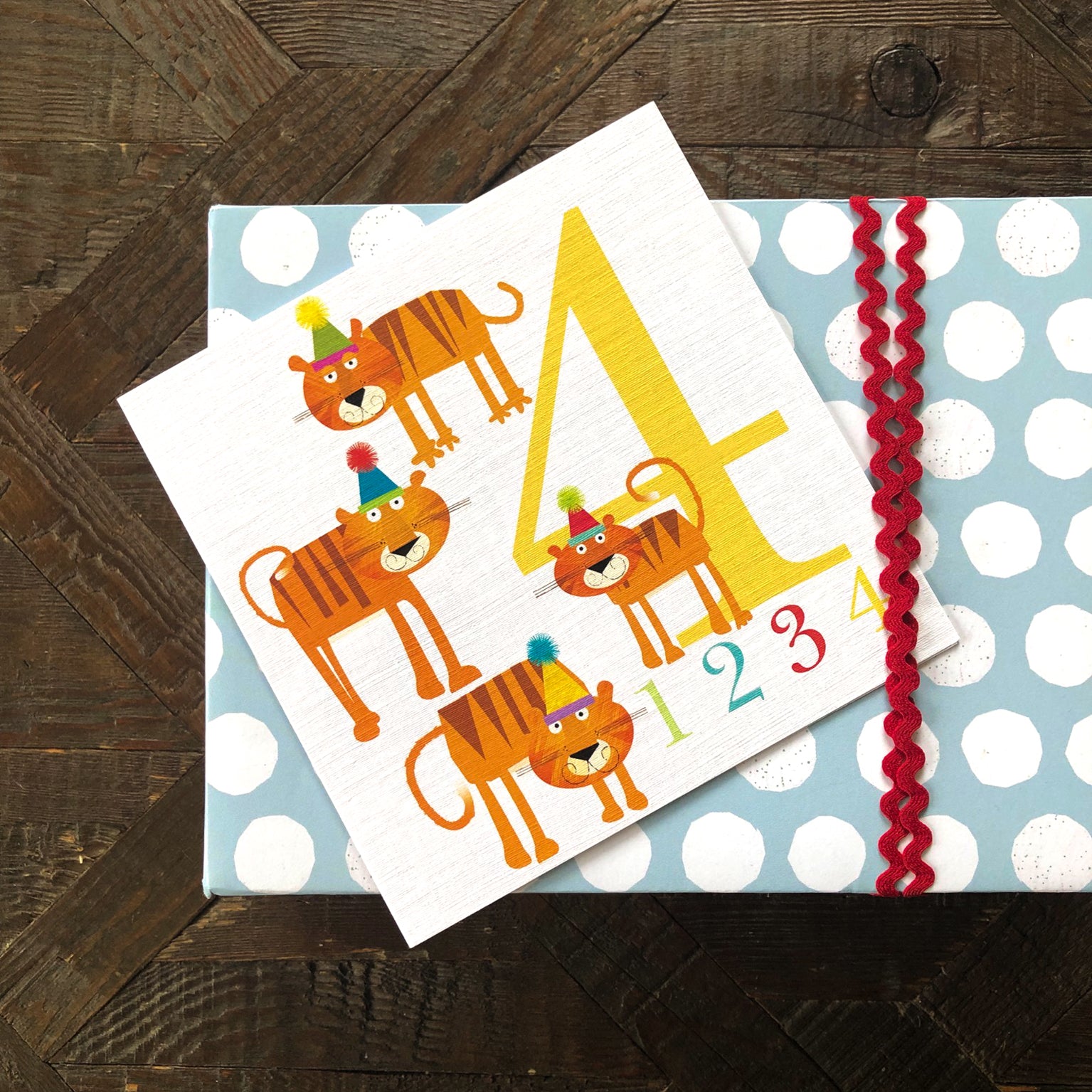 Z4 four tigers 4th birthday card