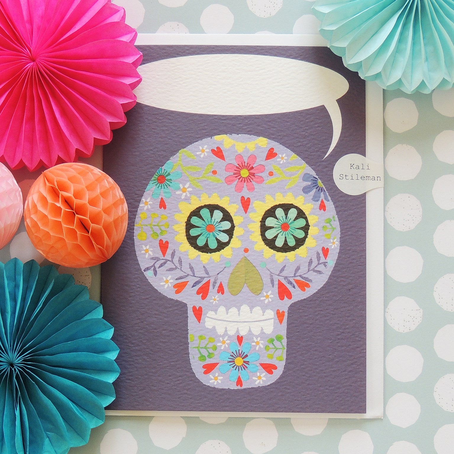 ABB03 personalised flowery skull card