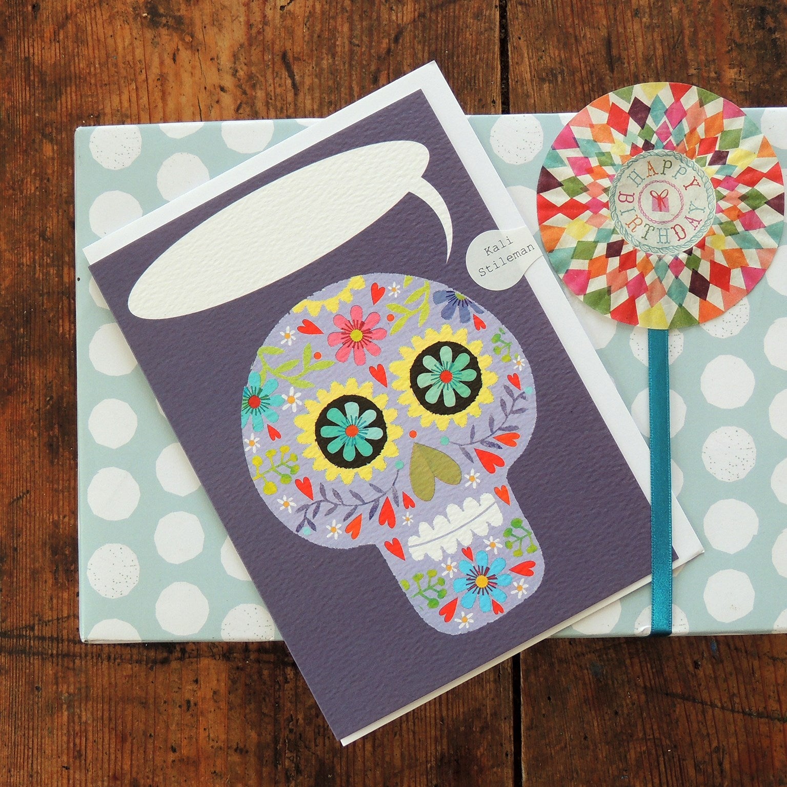 ABB03 personalised flowery skull card