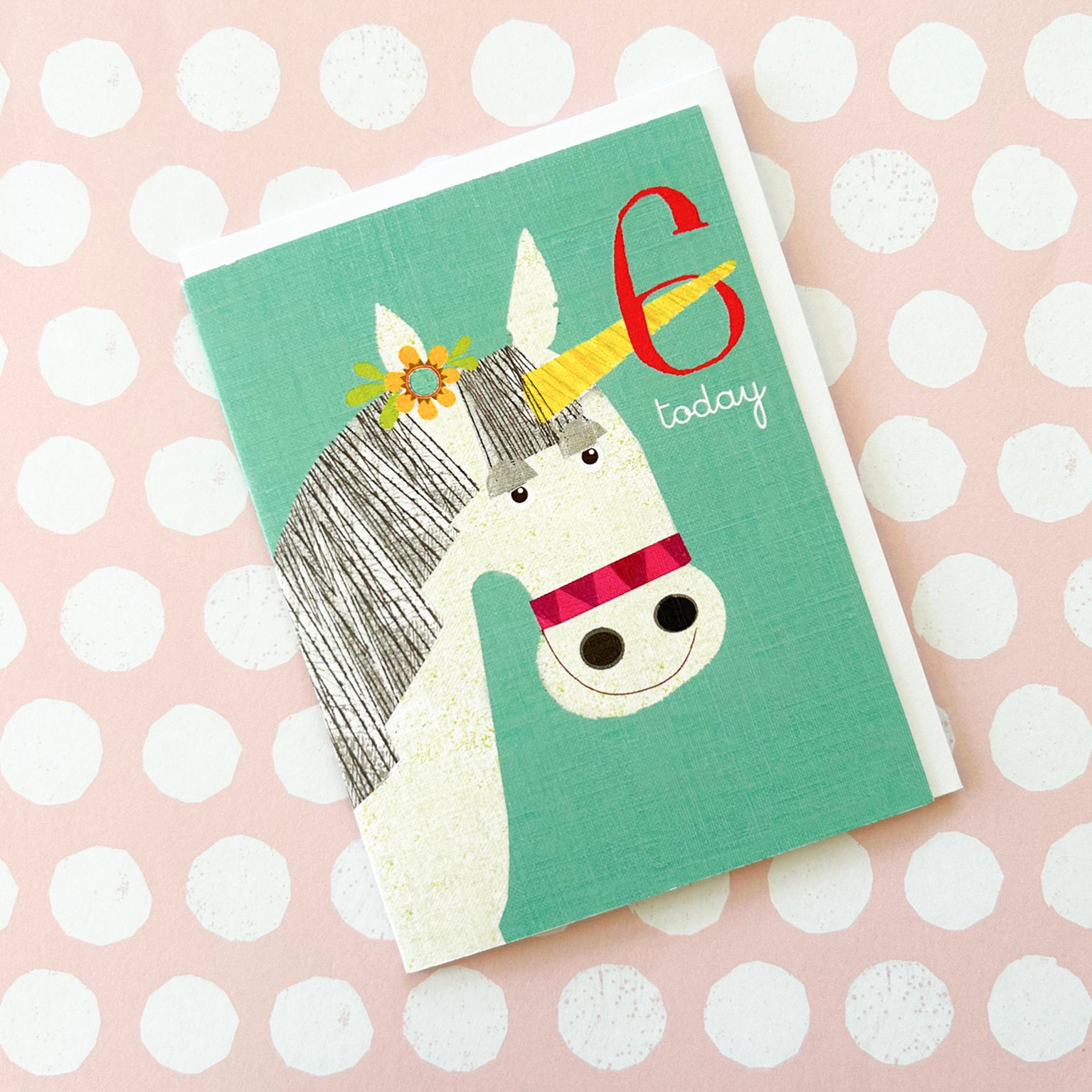 mini unicorn 6th birthday card