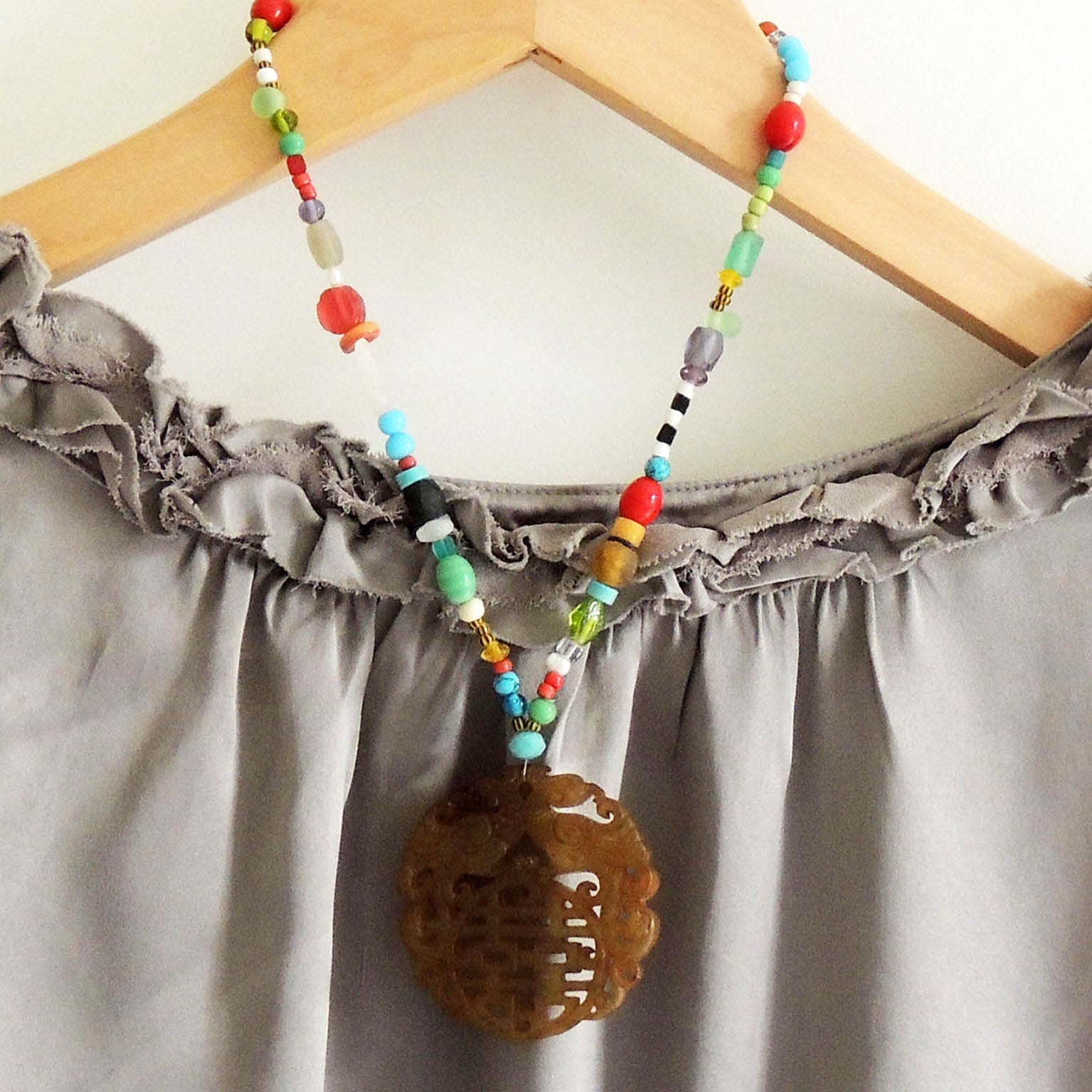 carved jade statement necklace