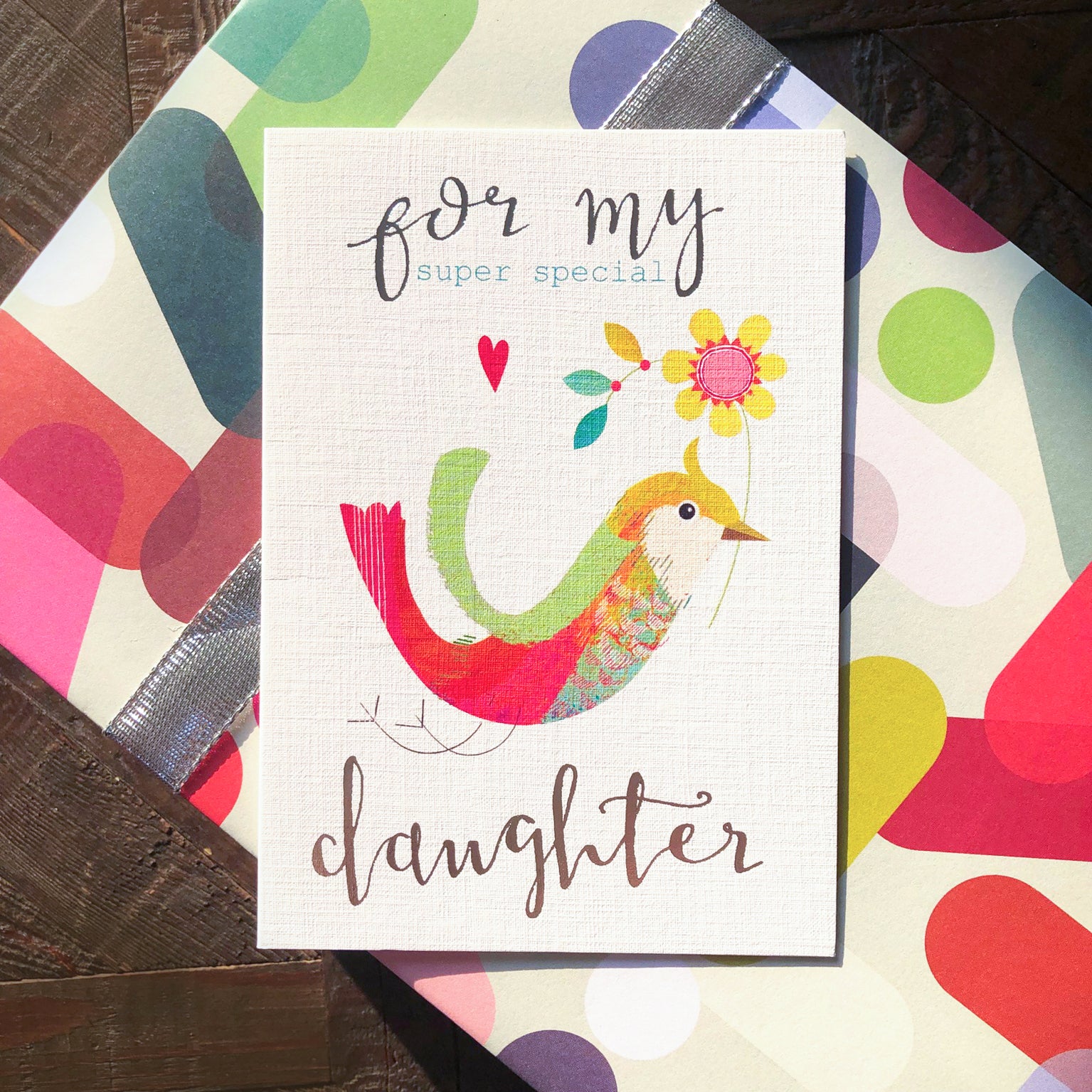 FF08 silver foiled bird daughter card