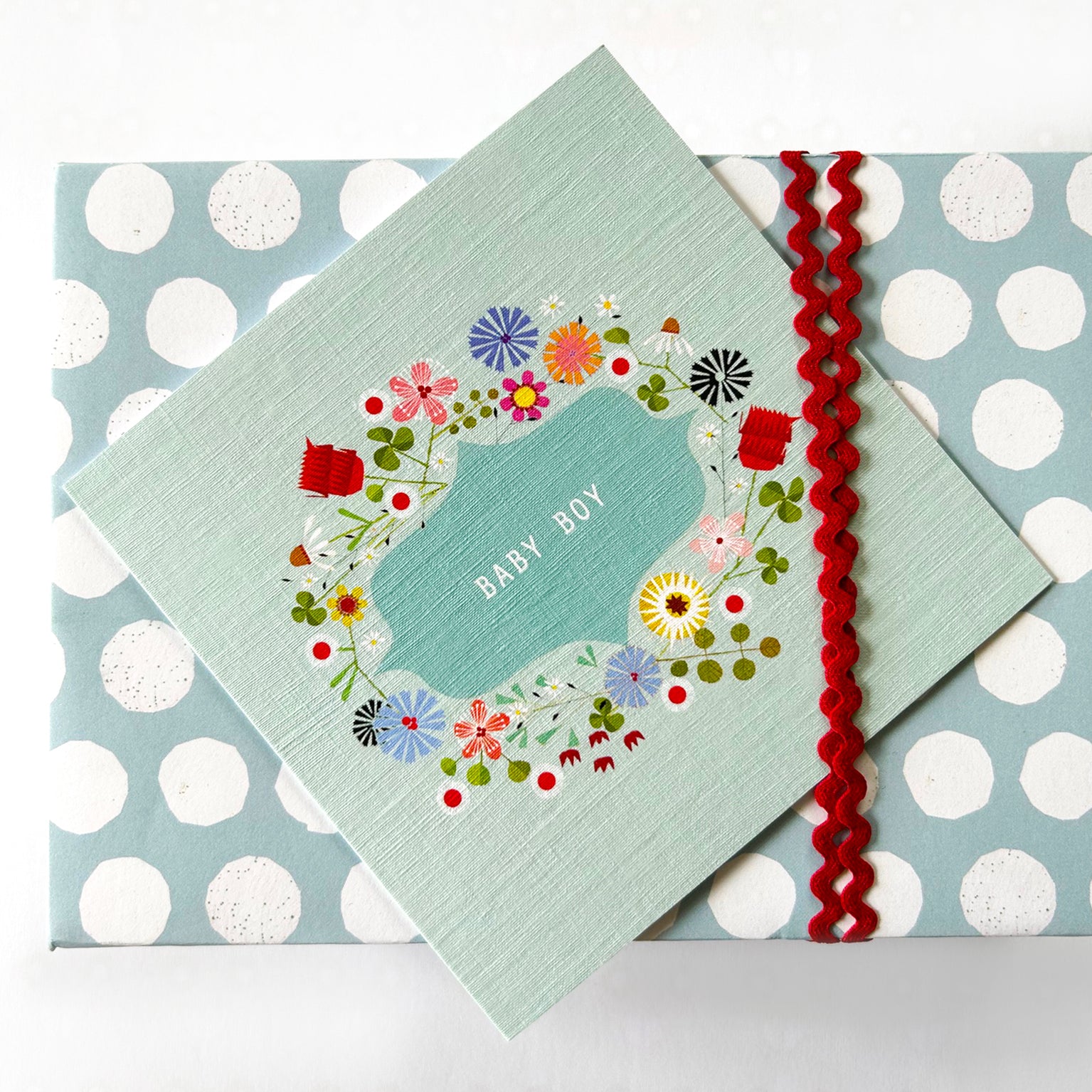 FL18 floral baby boy card