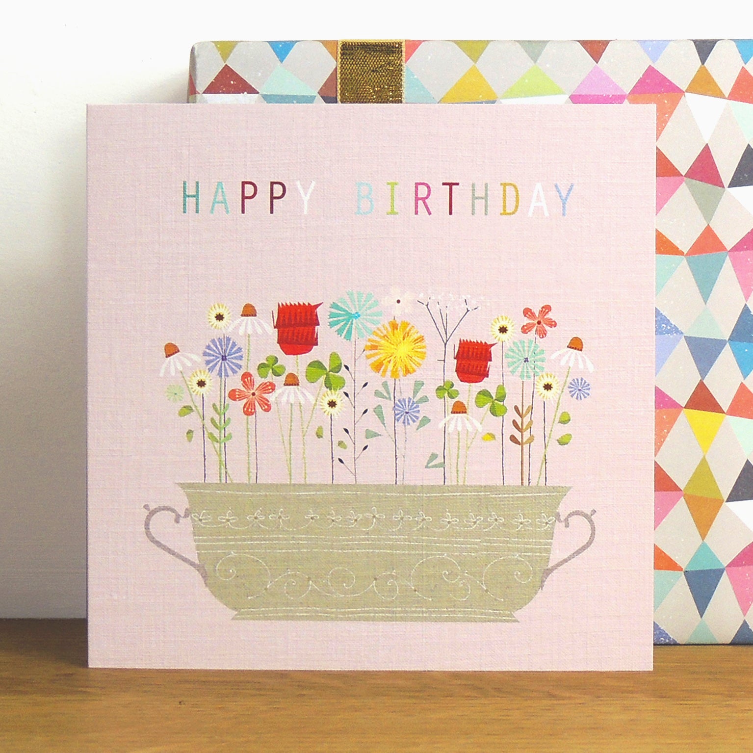 FL26 floral happy birthday card