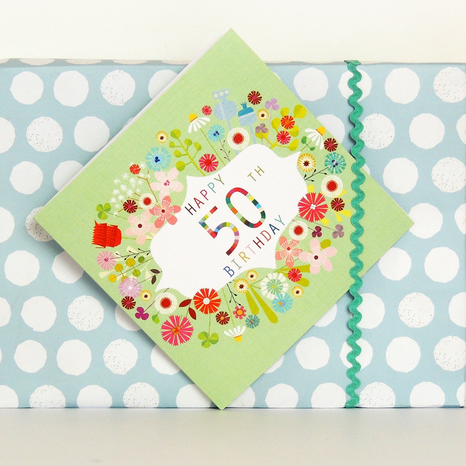 FLN50 floral 50th birthday card