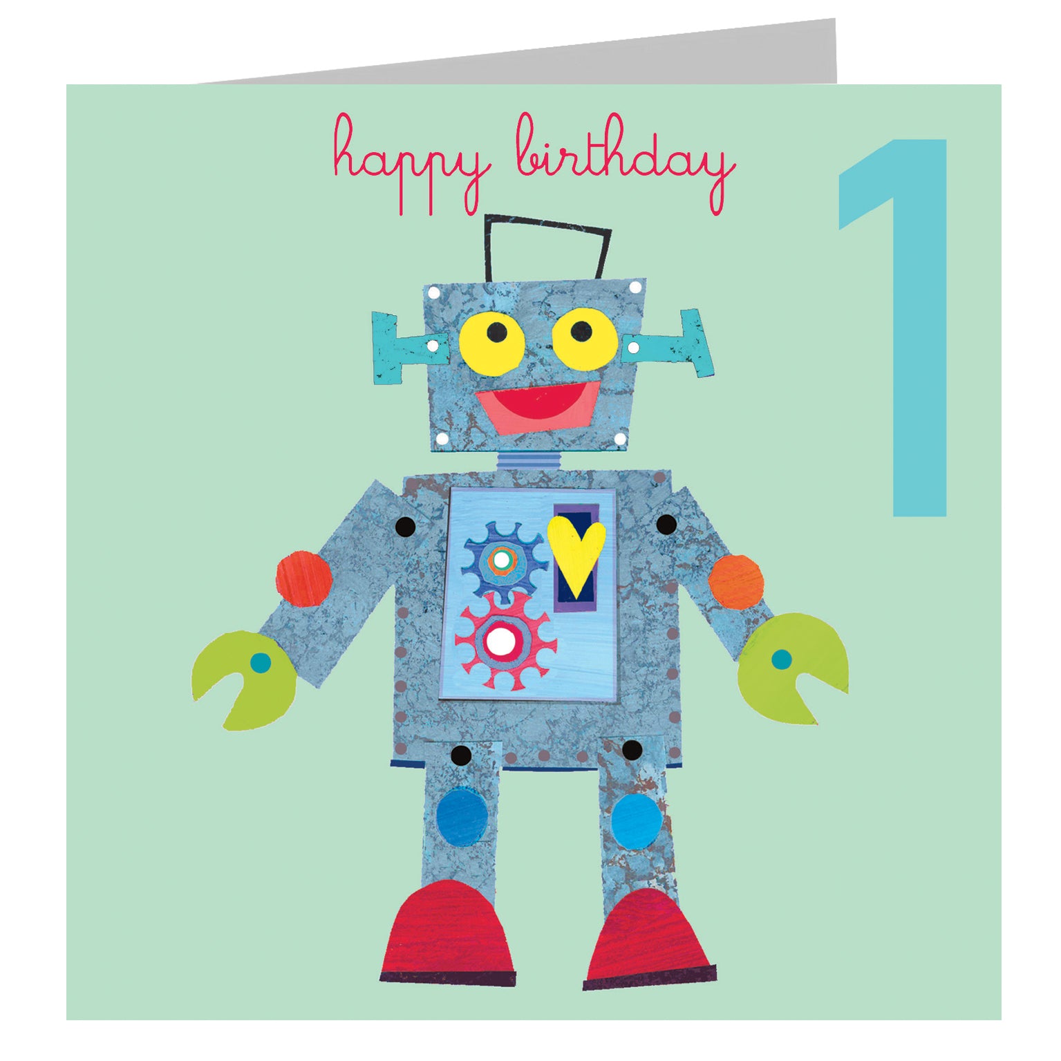 JA01 one robot 1st birthday card