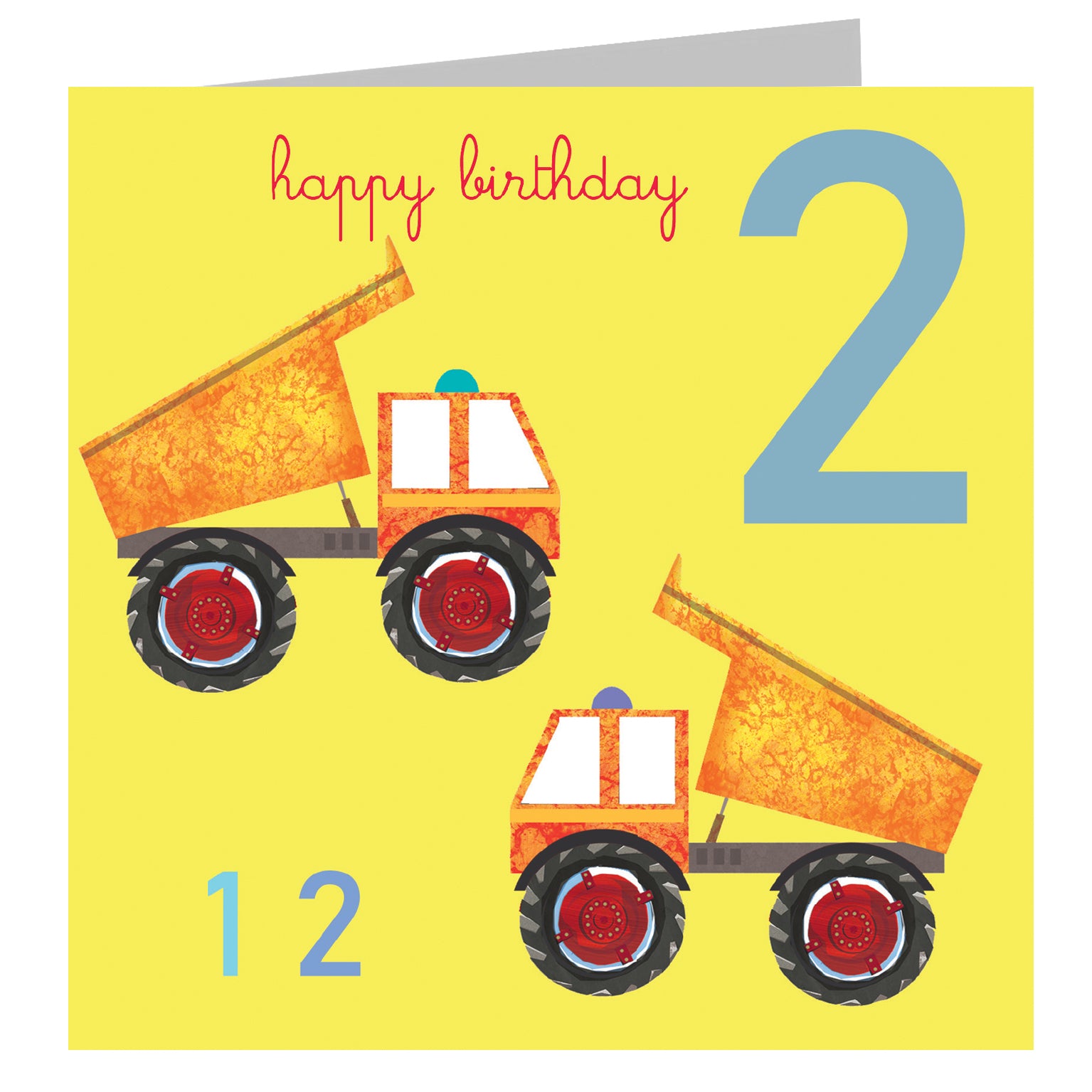 JA02 two trucks 2nd birthday card