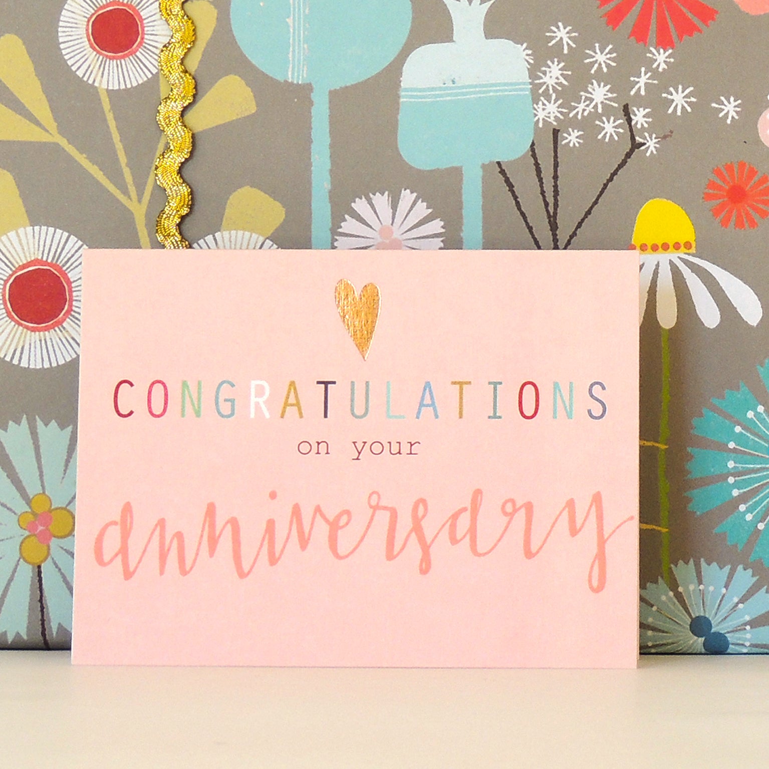 mini gold foiled anniversary card