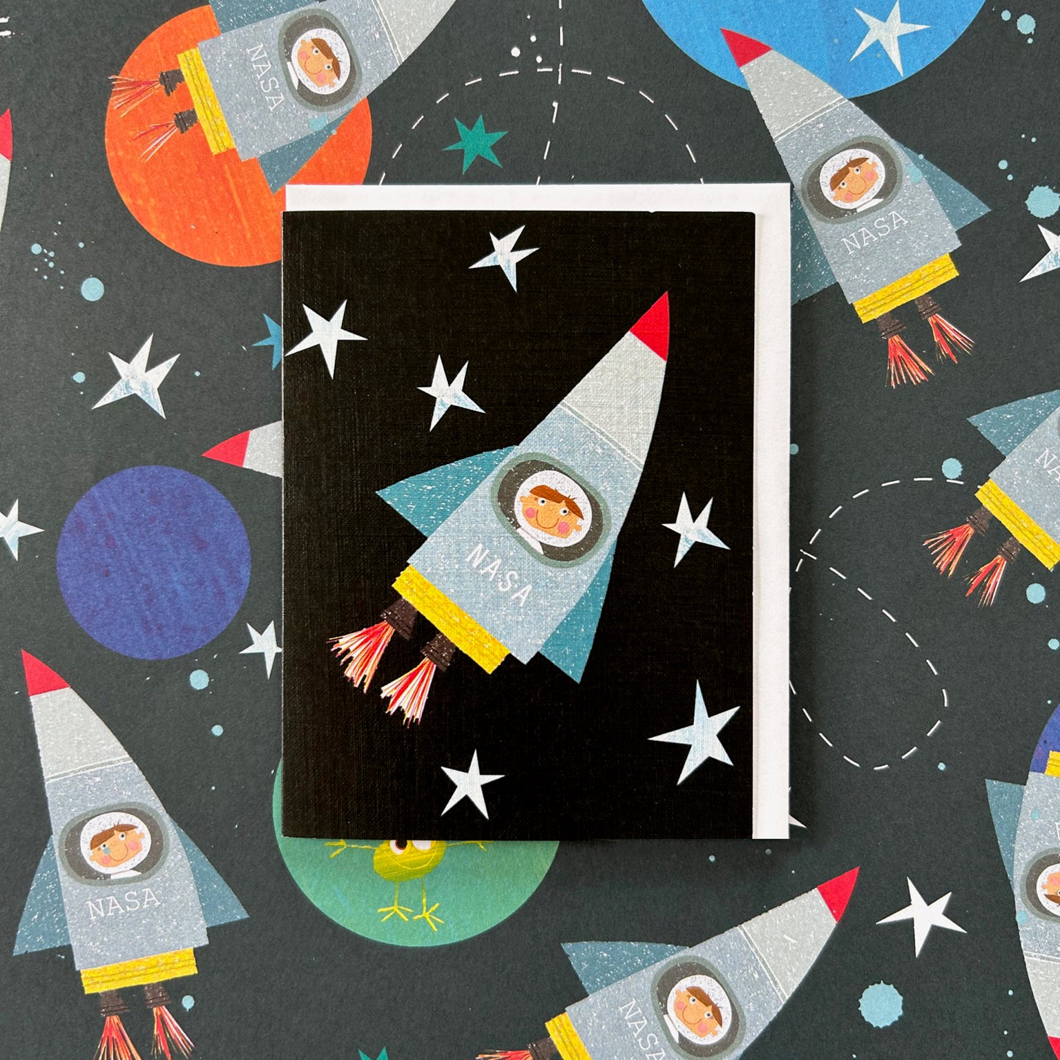 mini spaceman greetings card