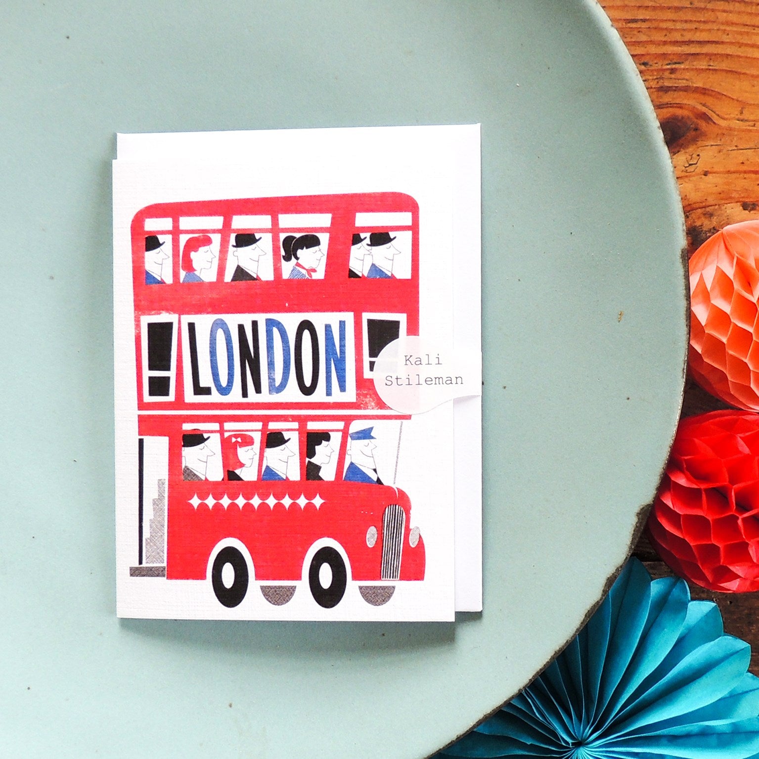 mini london bus greetings card