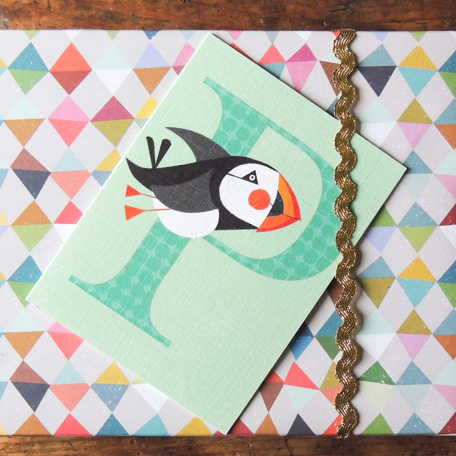 mini P for puffin card