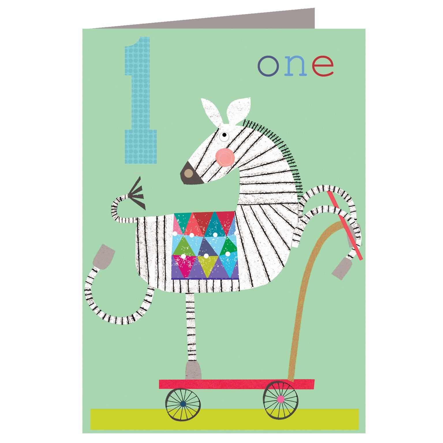 MM01 one zebra 1st birthday card