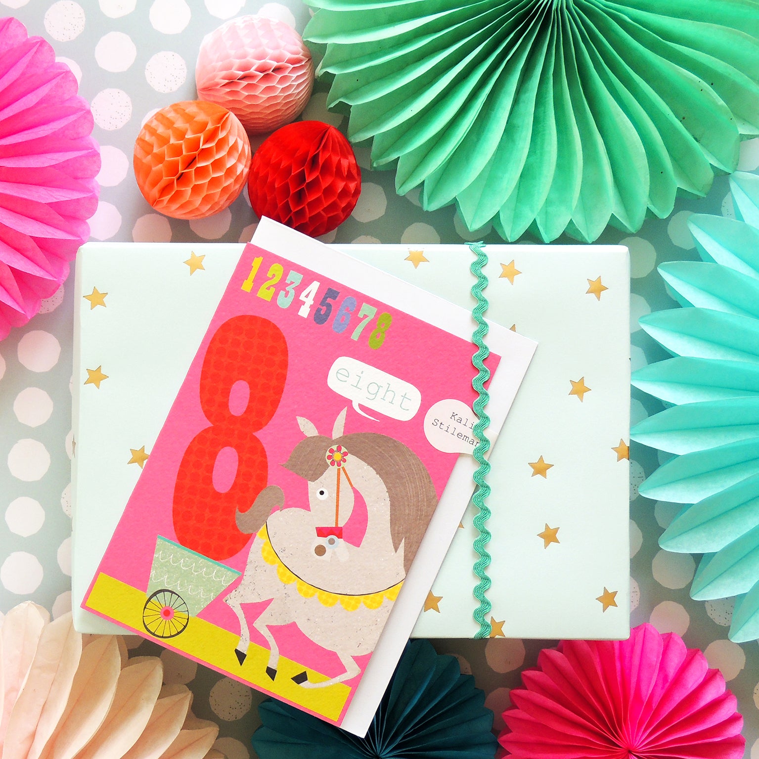 MM16 eight horse 8th birthday card