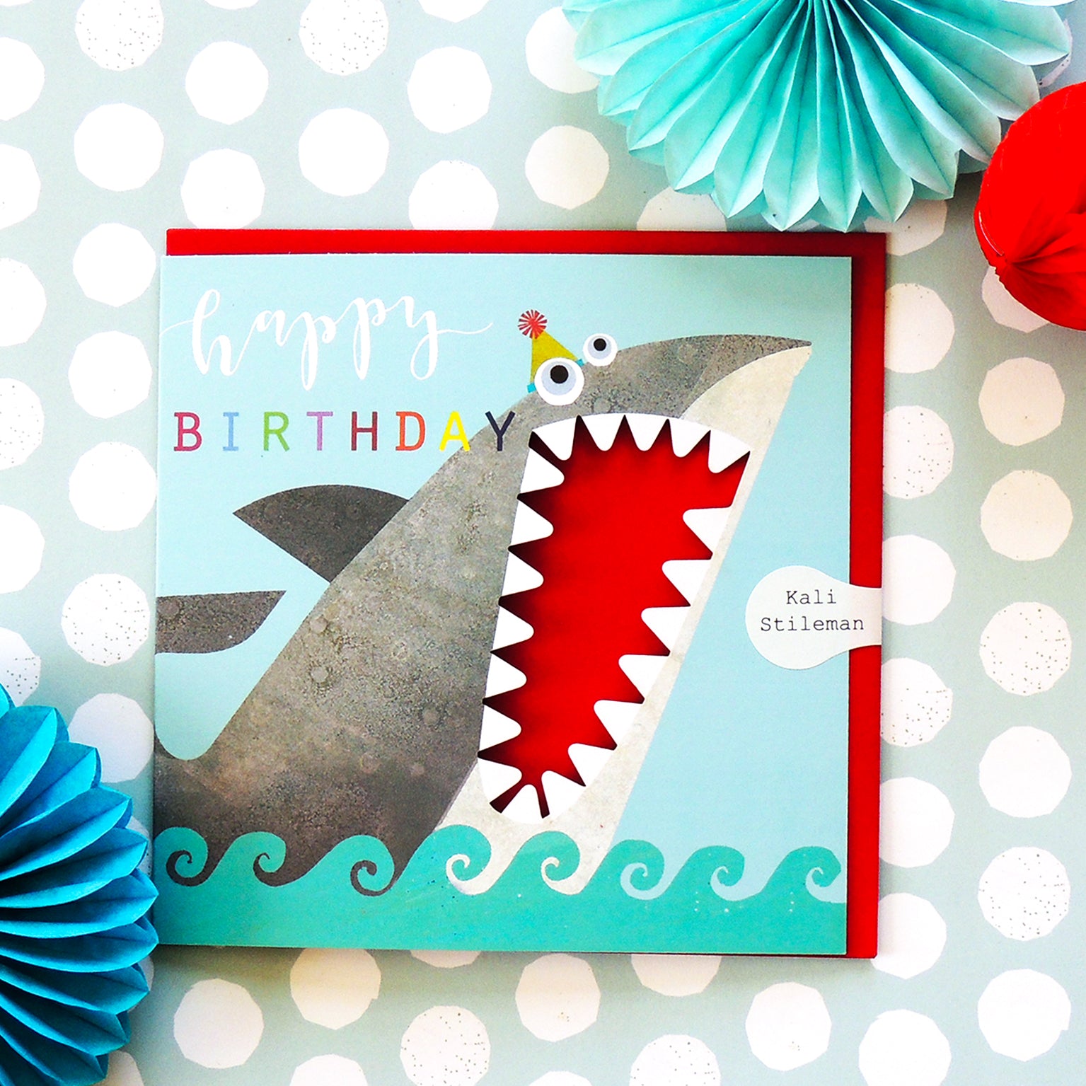 MY03 laser cut shark birthday card