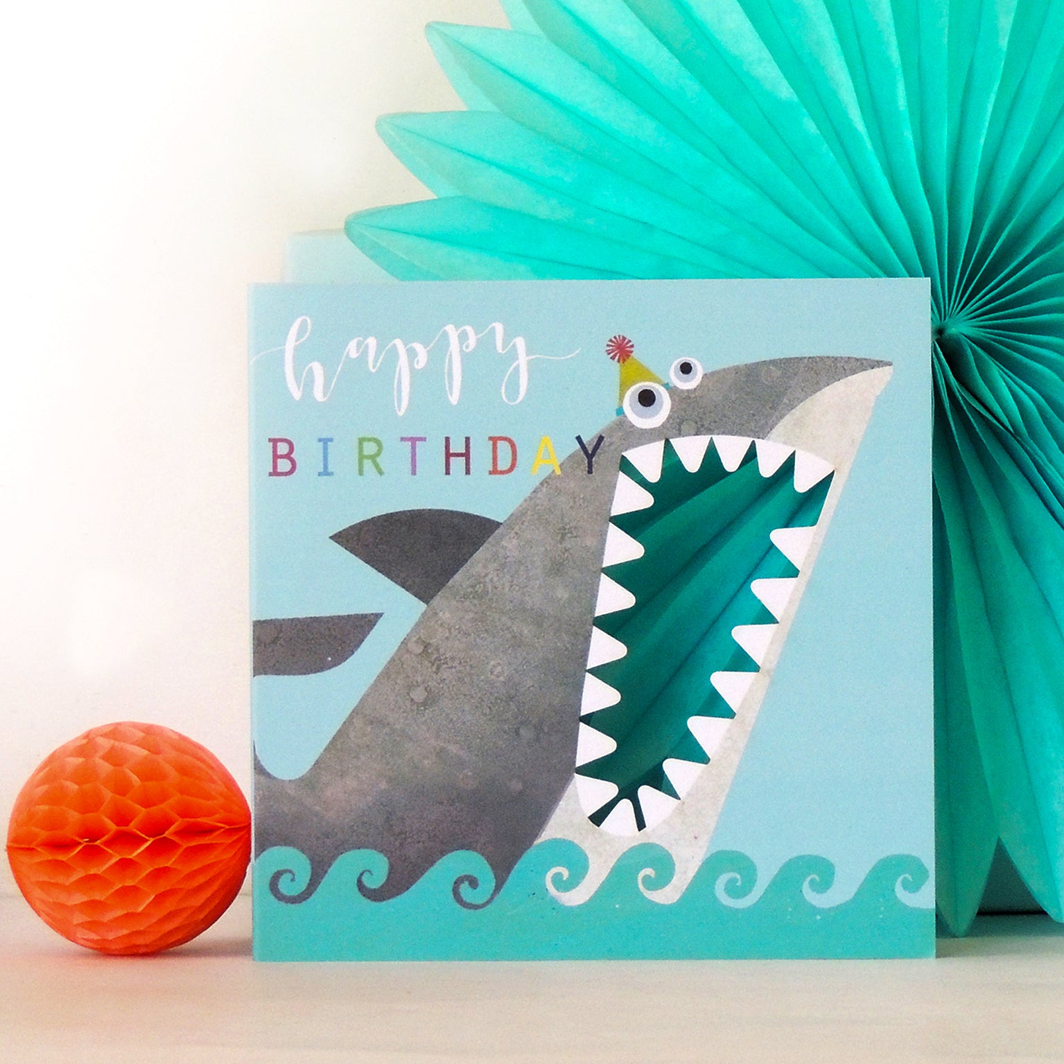 MY03 laser cut shark birthday card