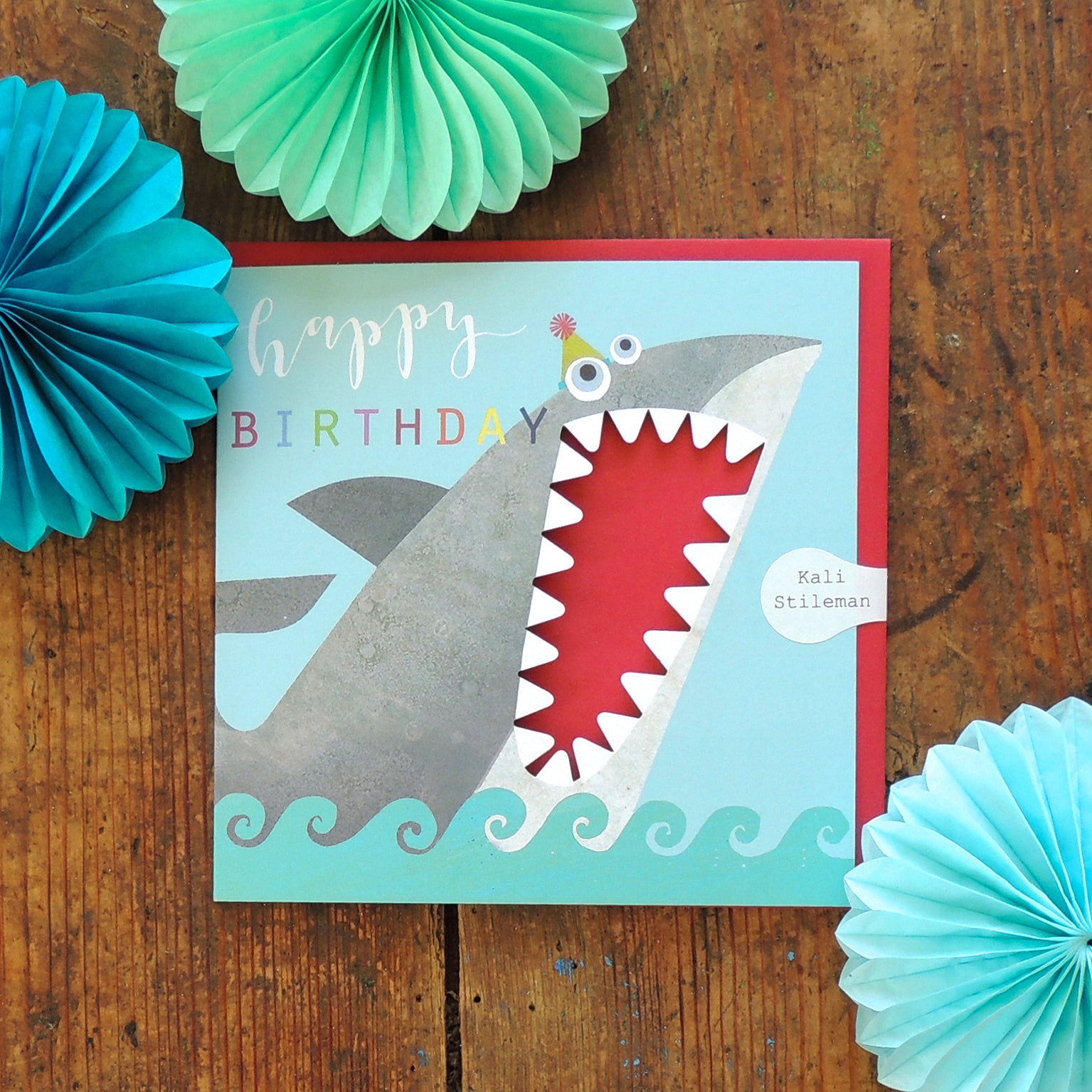 MY03 laser cut shark birthday card