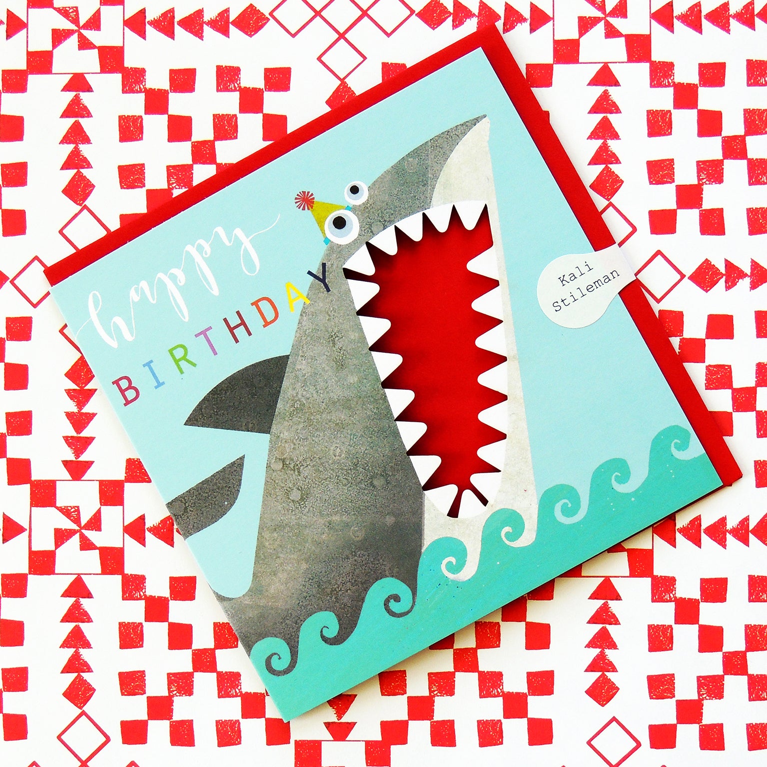 MY03 laser cut shark birthday card