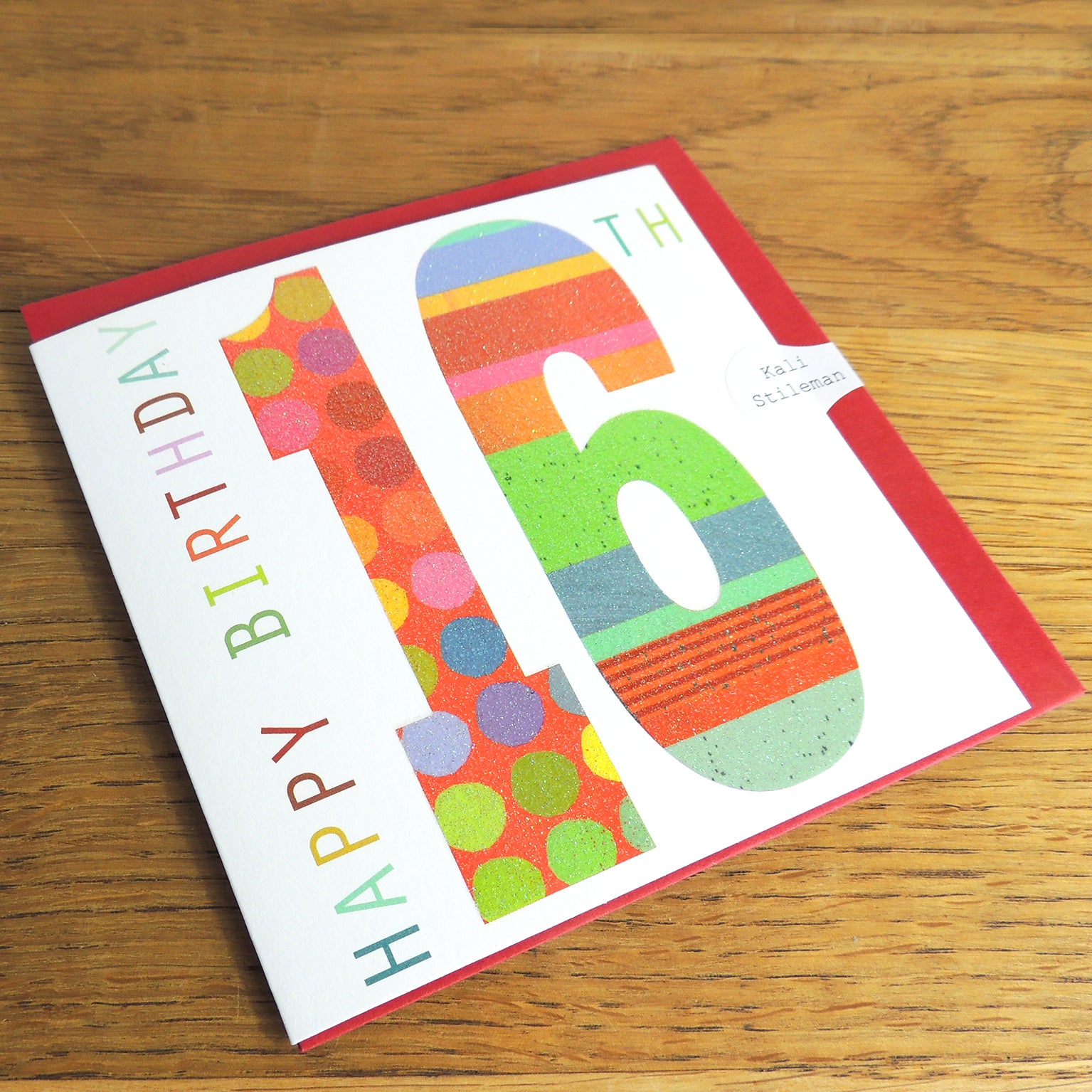 NO16 glittery number sixteen card