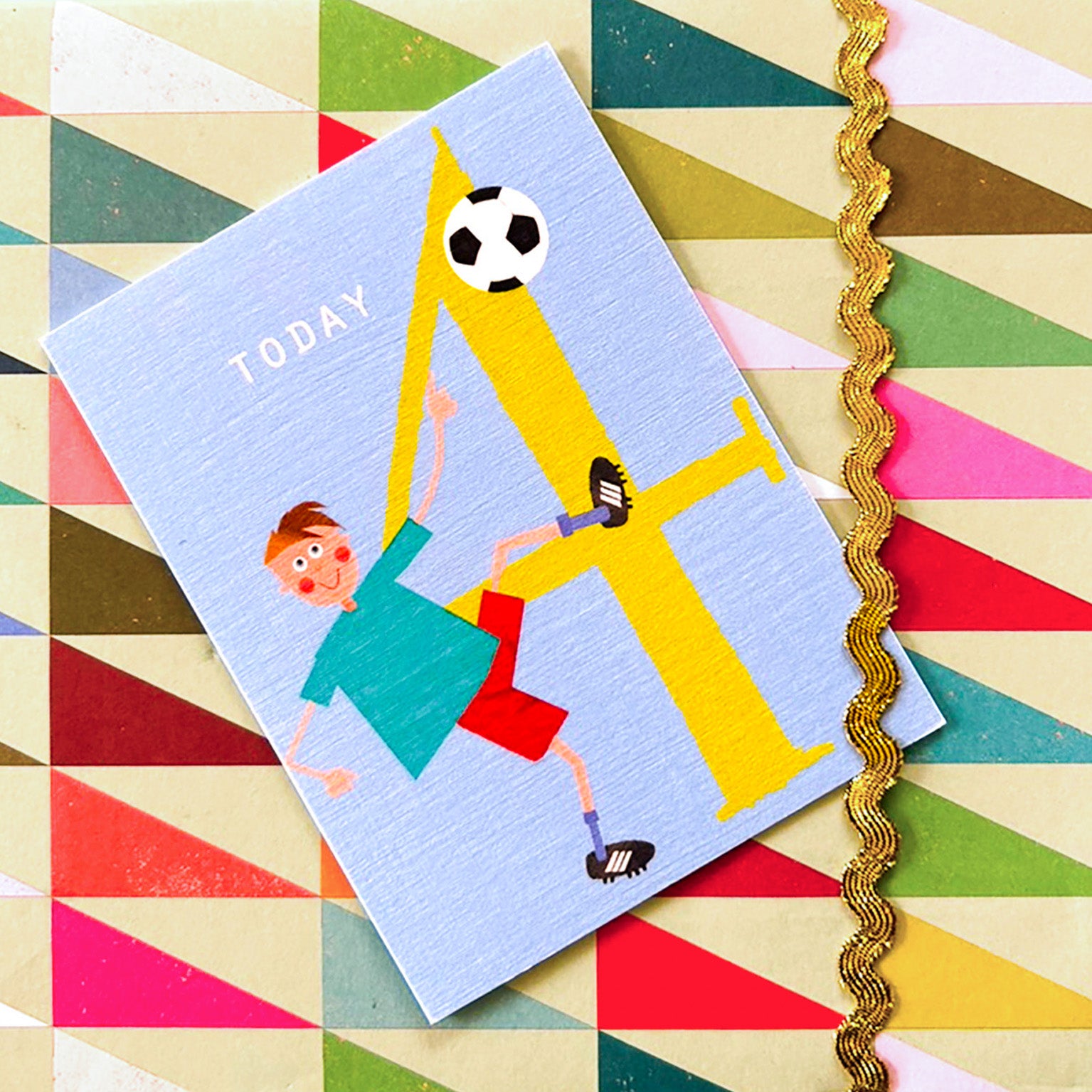 mini football 4th birthday card