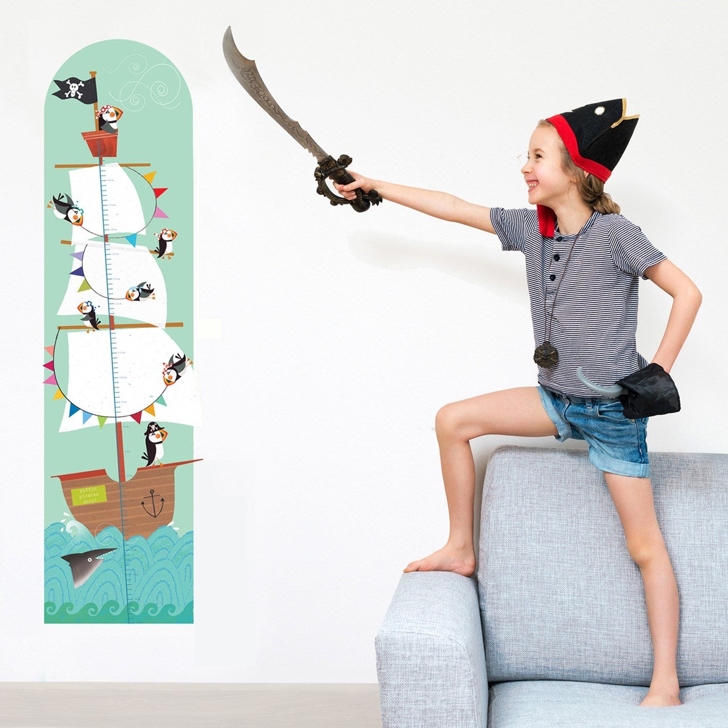 personalised puffin pirate height chart