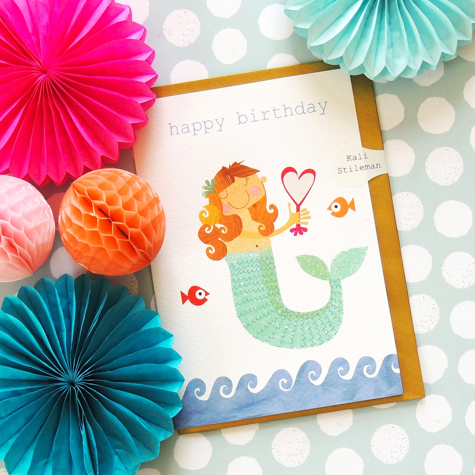 TB04 mermaid happy birthday card