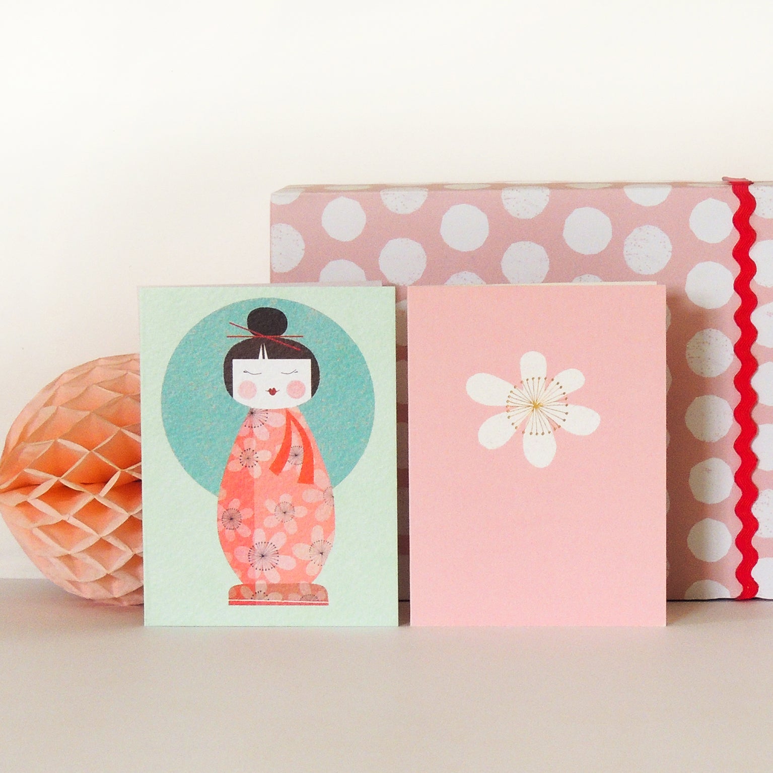 mini kokeshi doll card