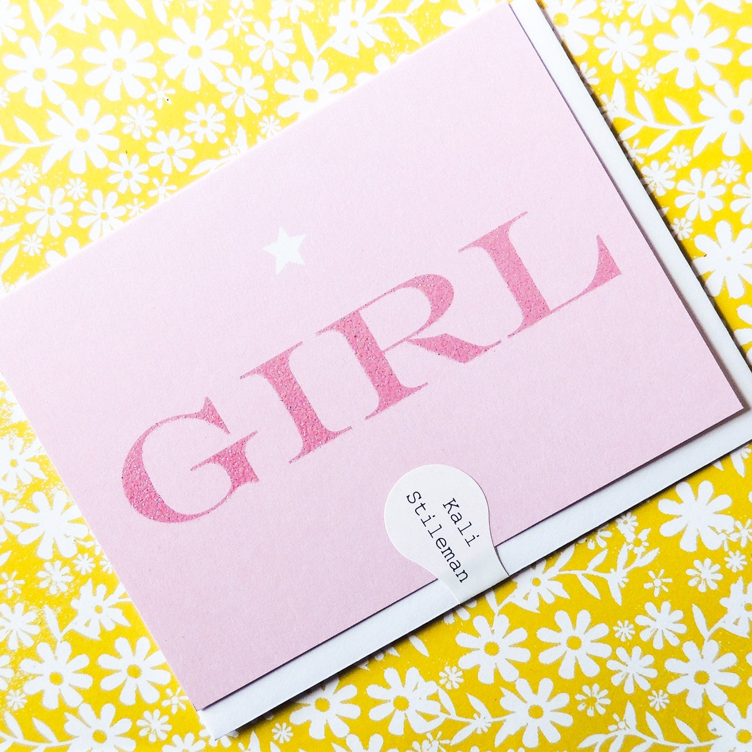 mini glittery starry girl card