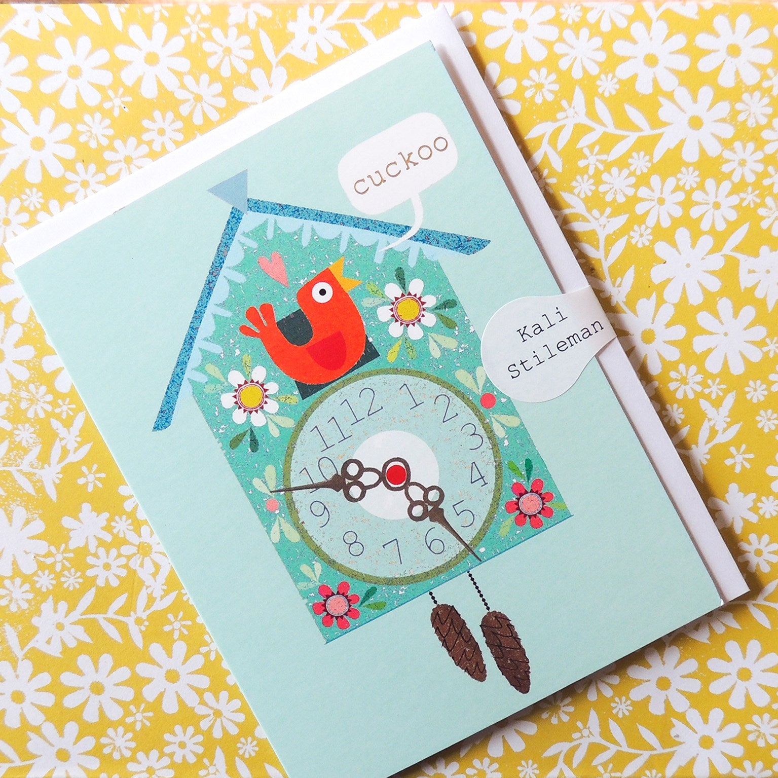 TW13 mini gold foiled  cuckoo greetings card