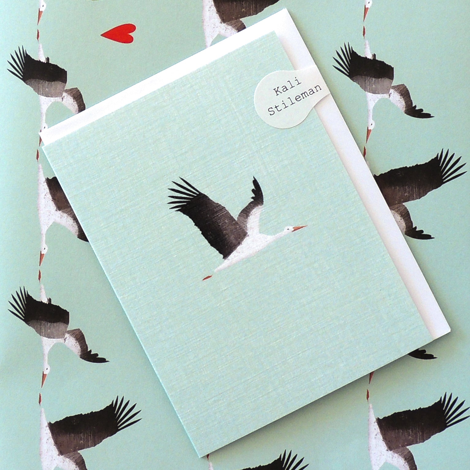 WP92 blue stork wrapping paper