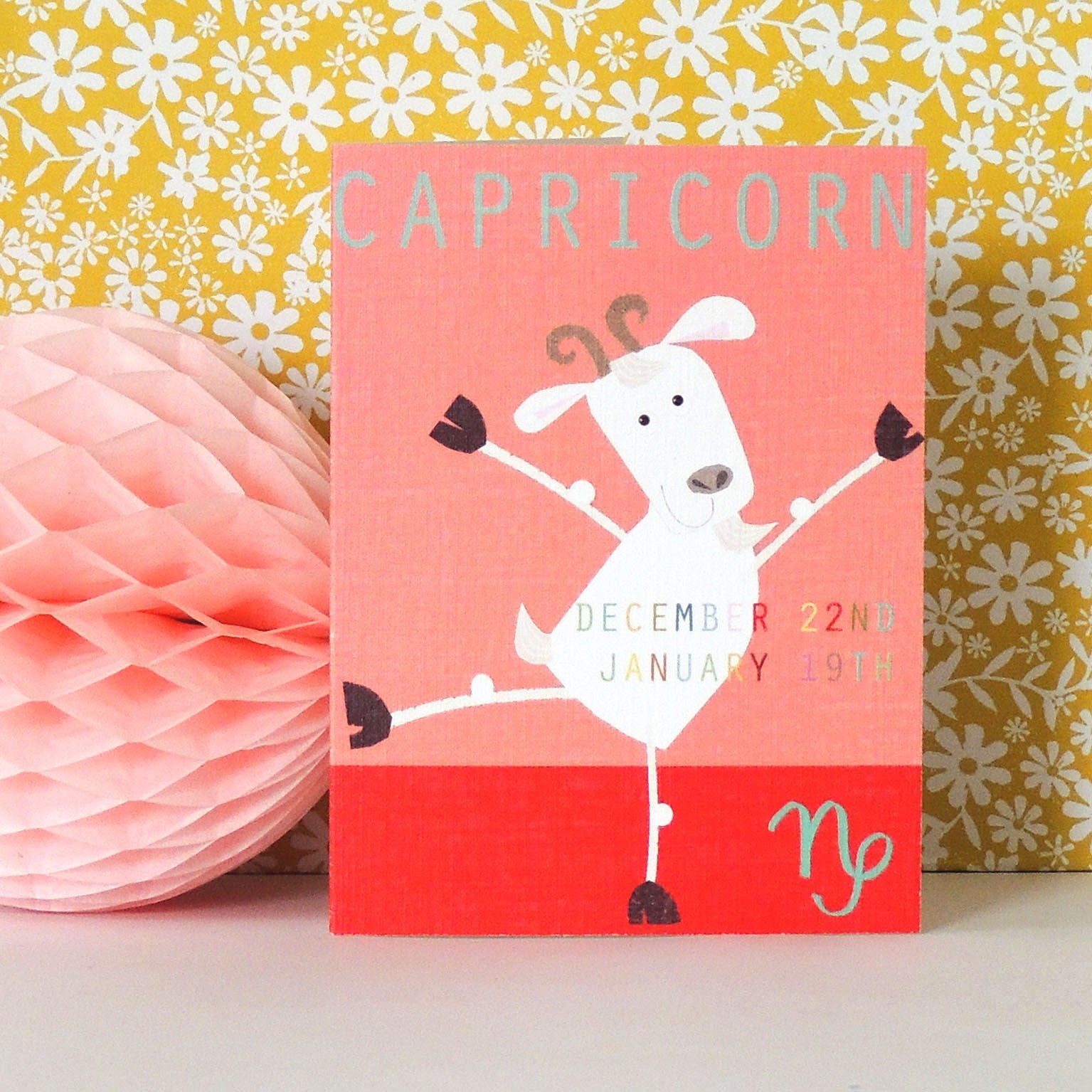 mini capricorn greetings card