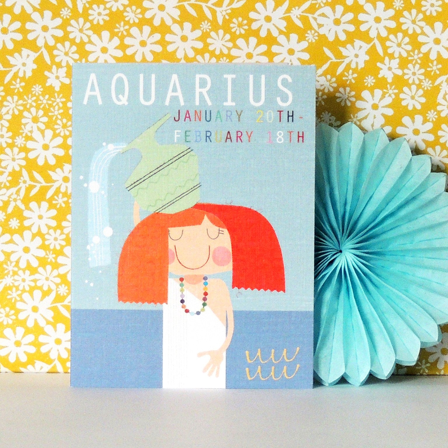 mini aquarius greetings card